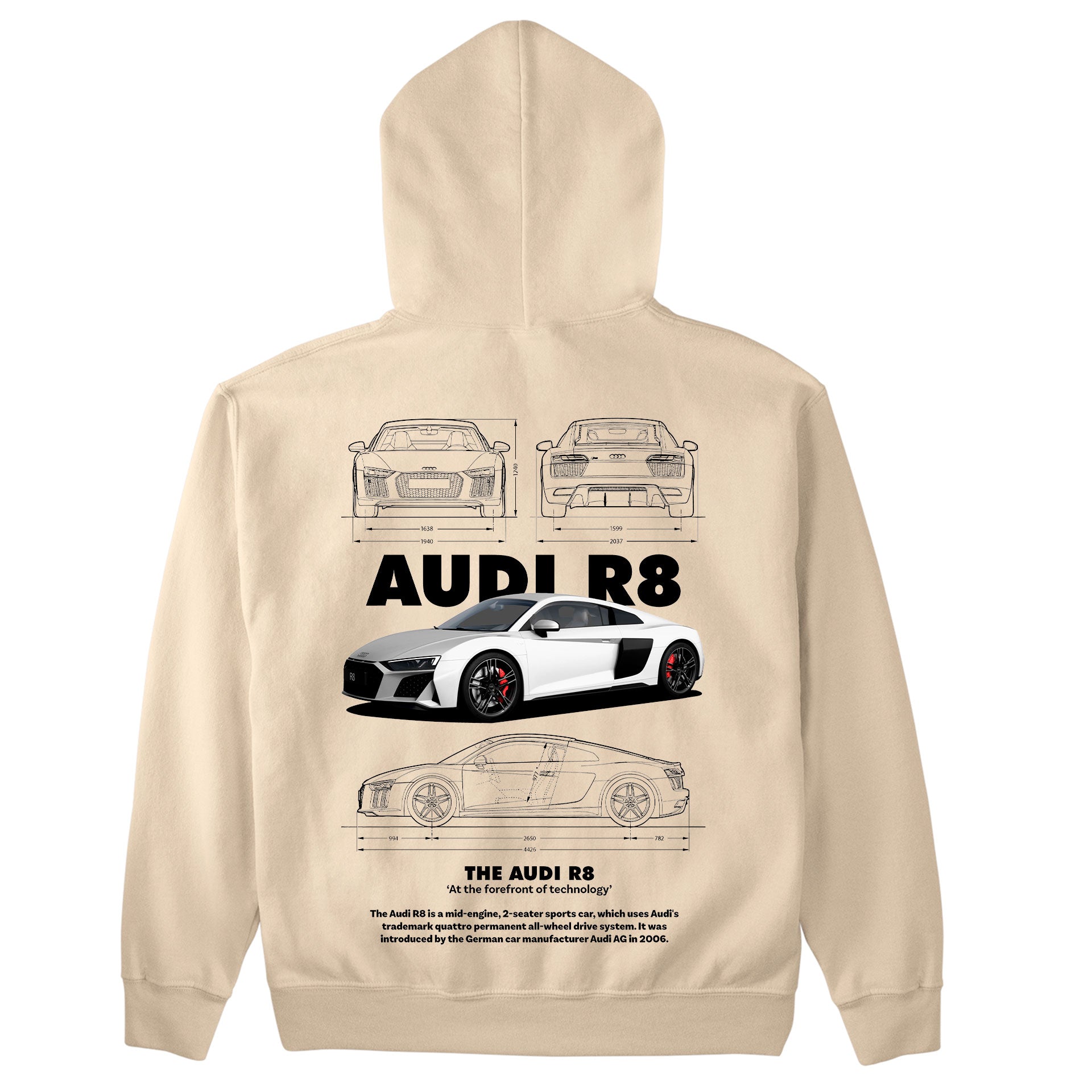 Moletom Básico Com Capuz Unissex Audi R8-PEROLA