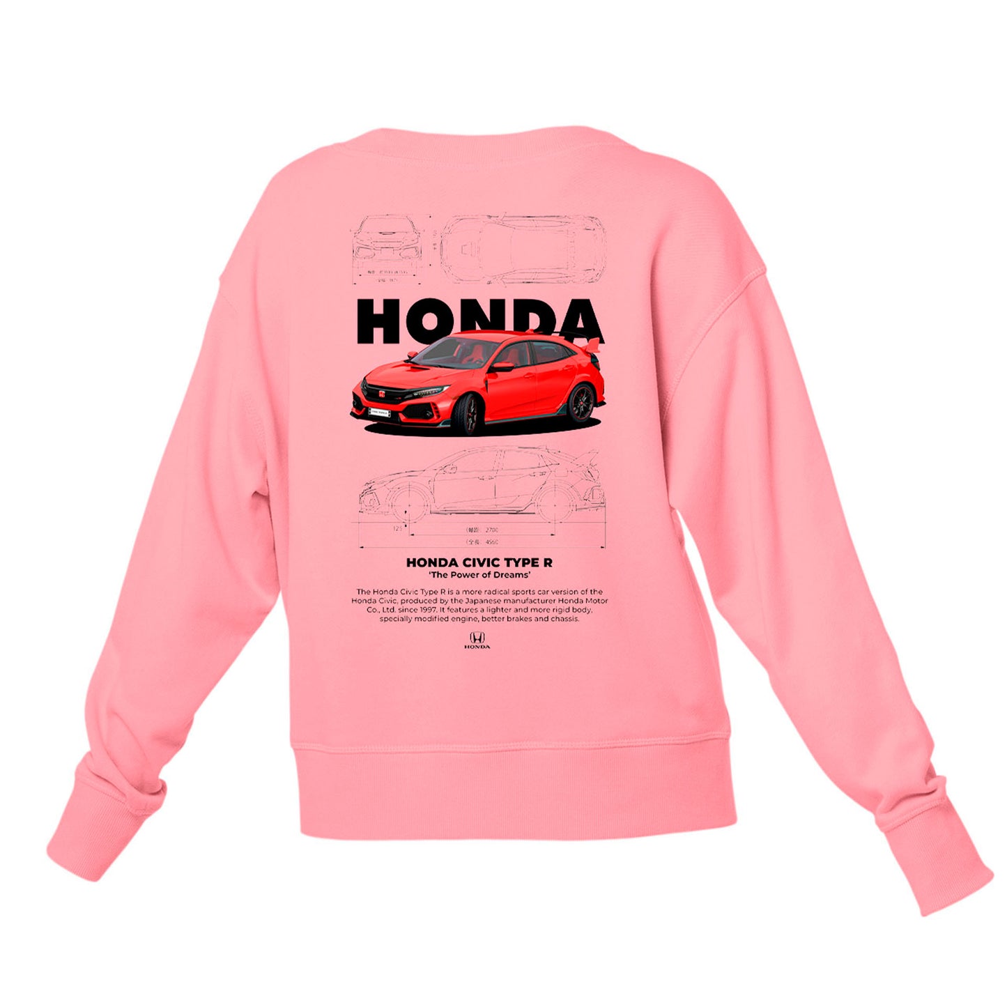 Moletom Gola Redonda Unissex Honda Civic TYPE R W-ROSA BEBE