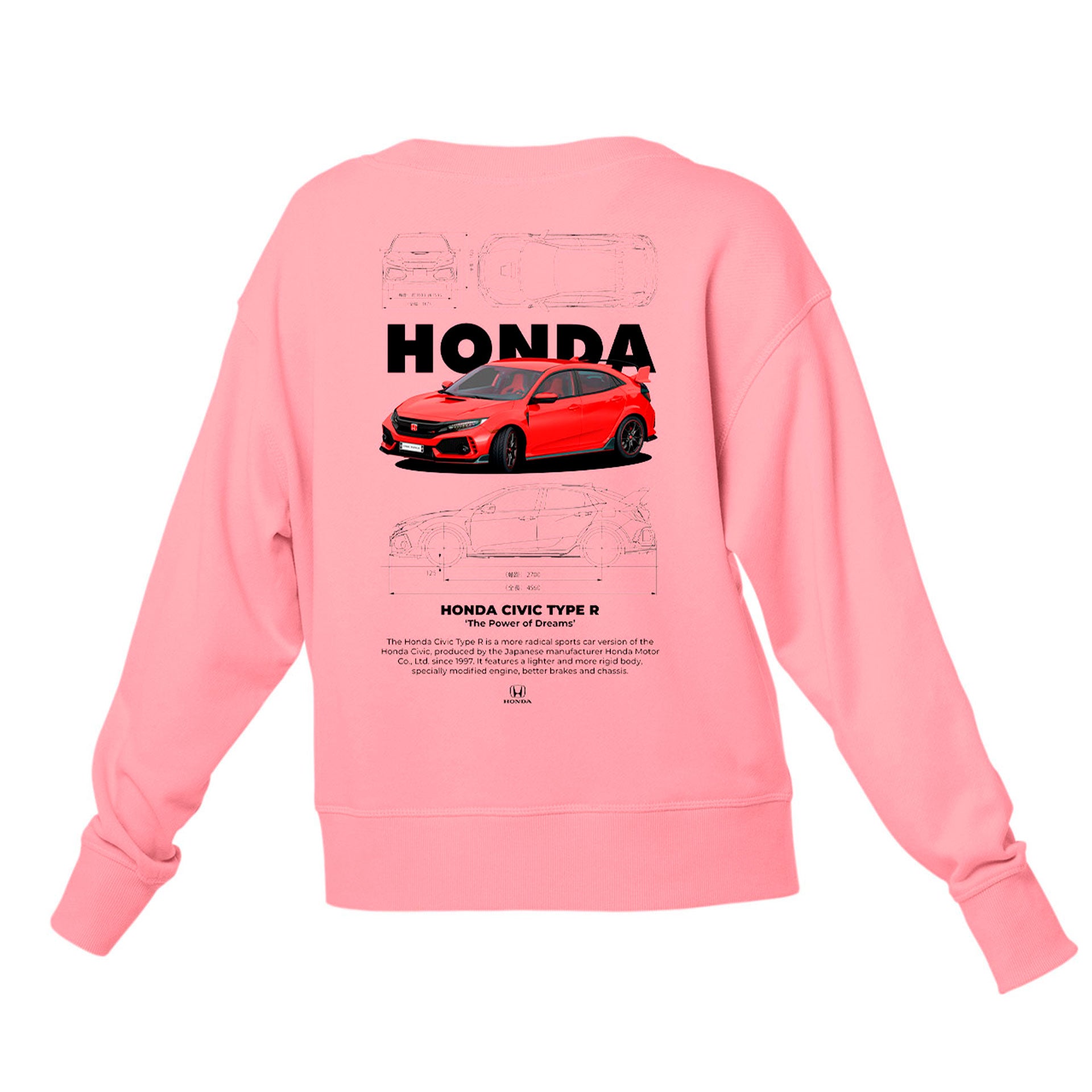 Moletom Gola Redonda Unissex Honda Civic TYPE R W-ROSA BEBE