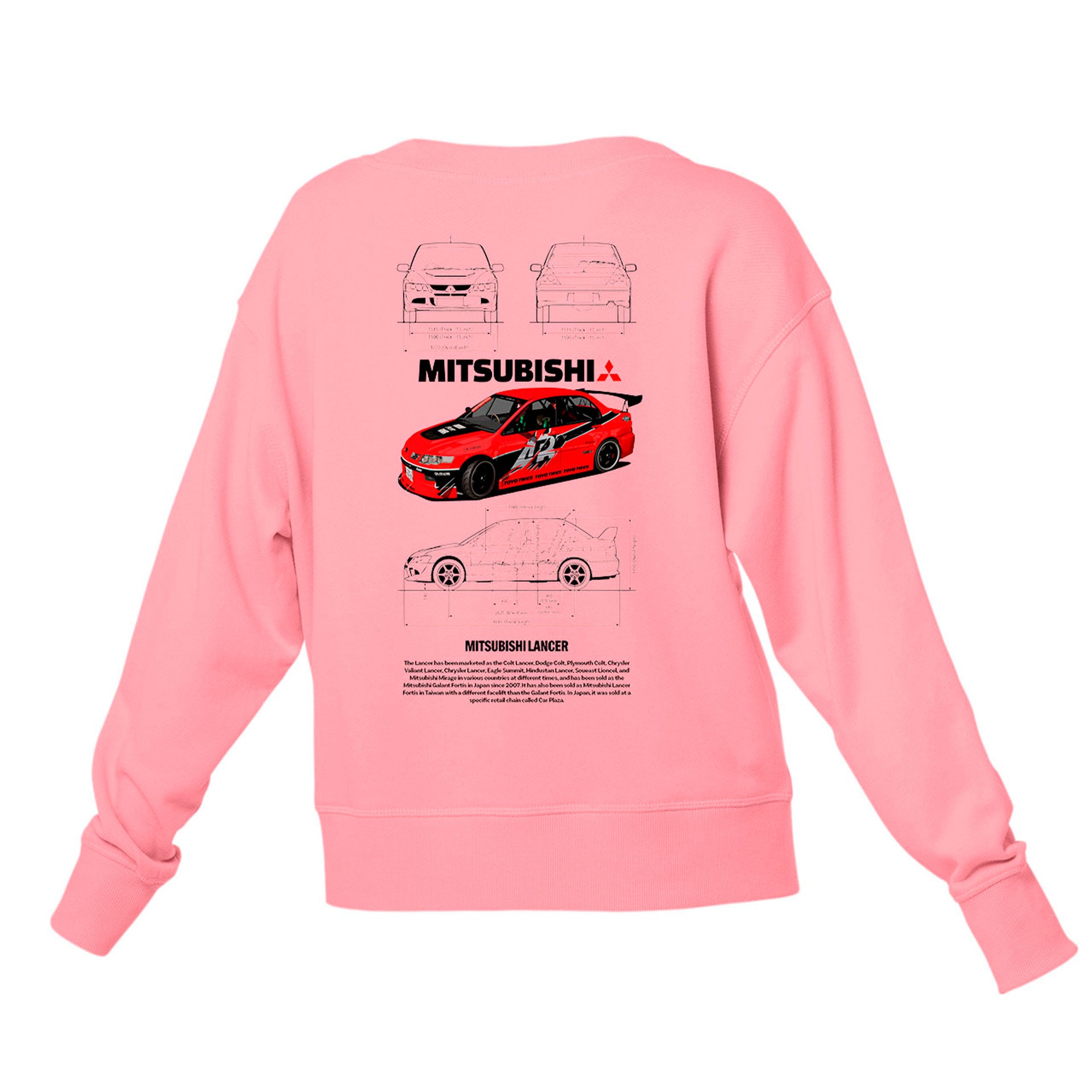 Moletom Gola Redonda Unissex Mitsubishi Lancer R-ROSA BEBE