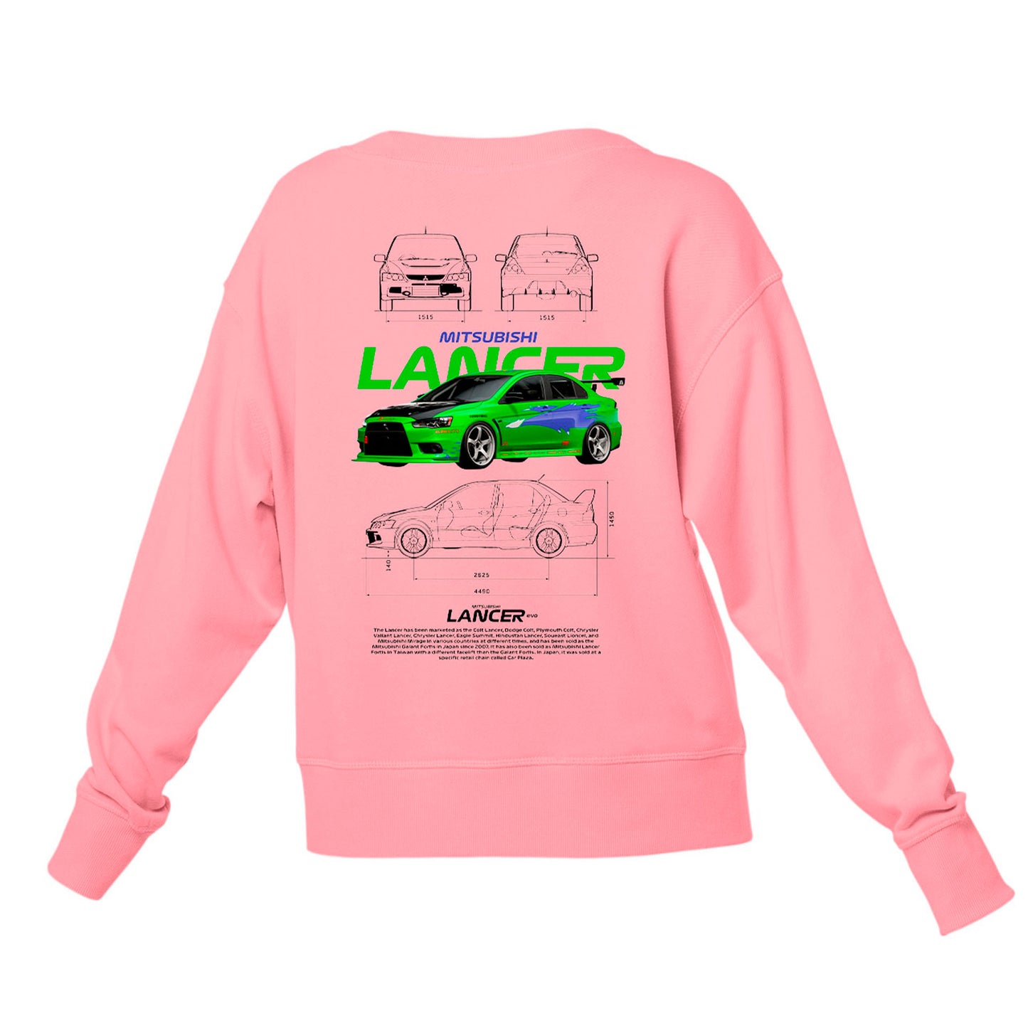 Moletom Gola Redonda Unissex Mitsubishi Lancer WHITE-ROSA BEBE
