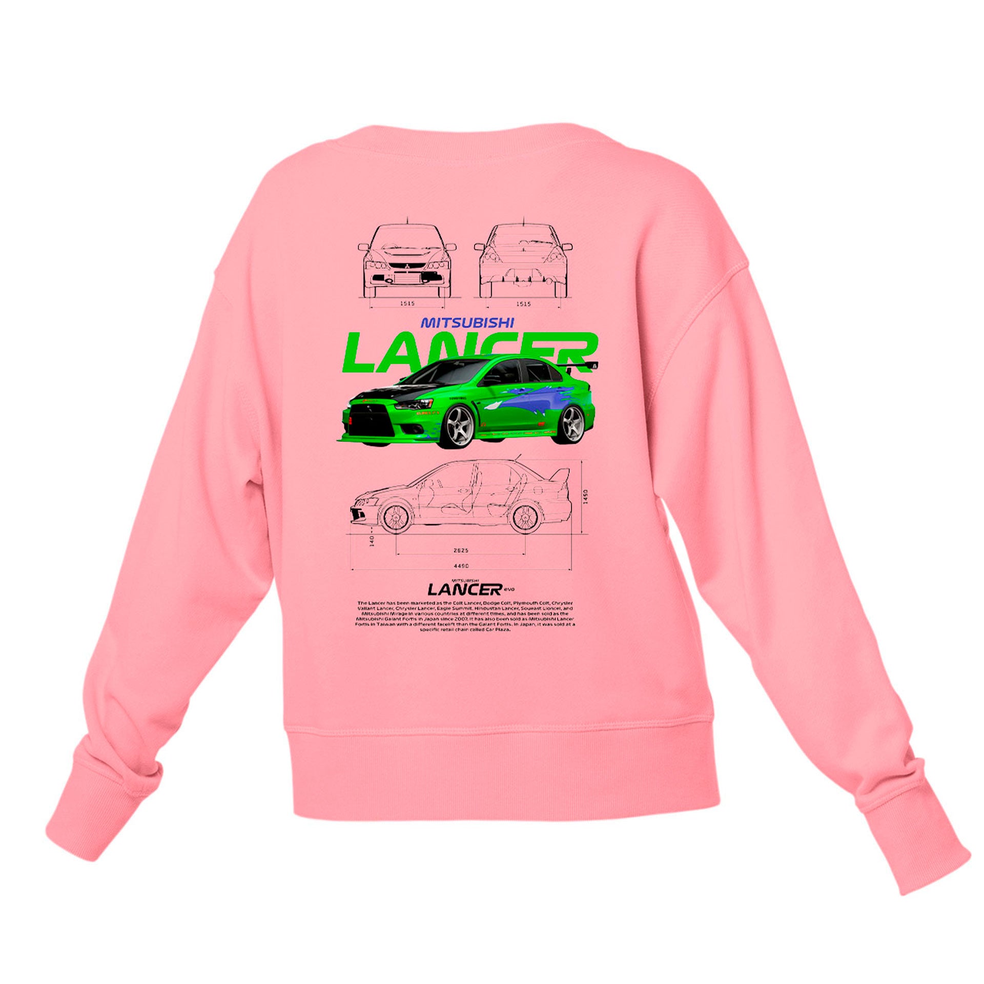 Moletom Gola Redonda Unissex Mitsubishi Lancer WHITE-ROSA BEBE