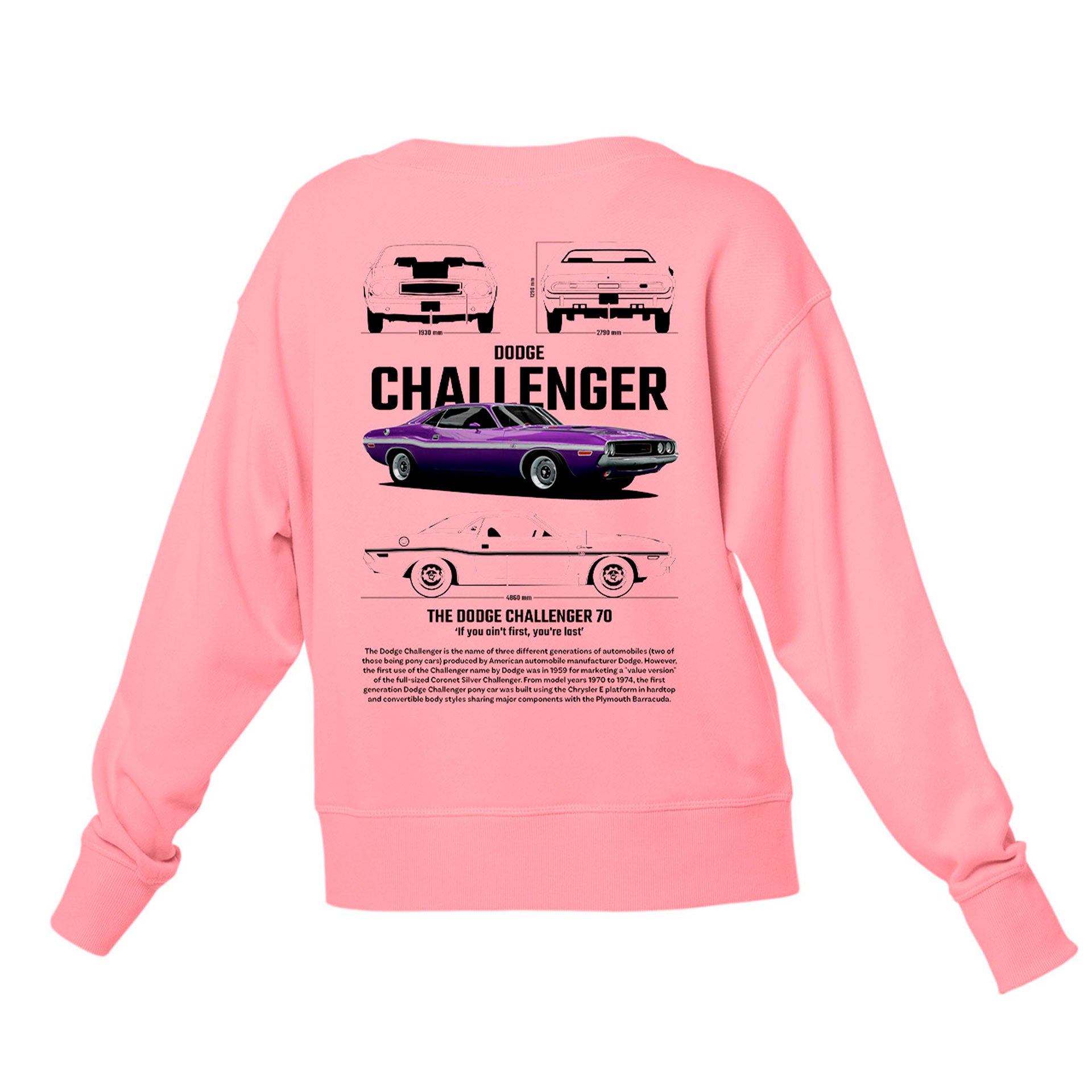 Moletom Gola Redonda Unissex Dodge Challenger 70-ROSA BEBÊ
