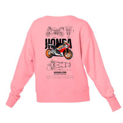 Moletom Gola Redonda Unissex Honda CBR Template PNG white-ROSA BEBE