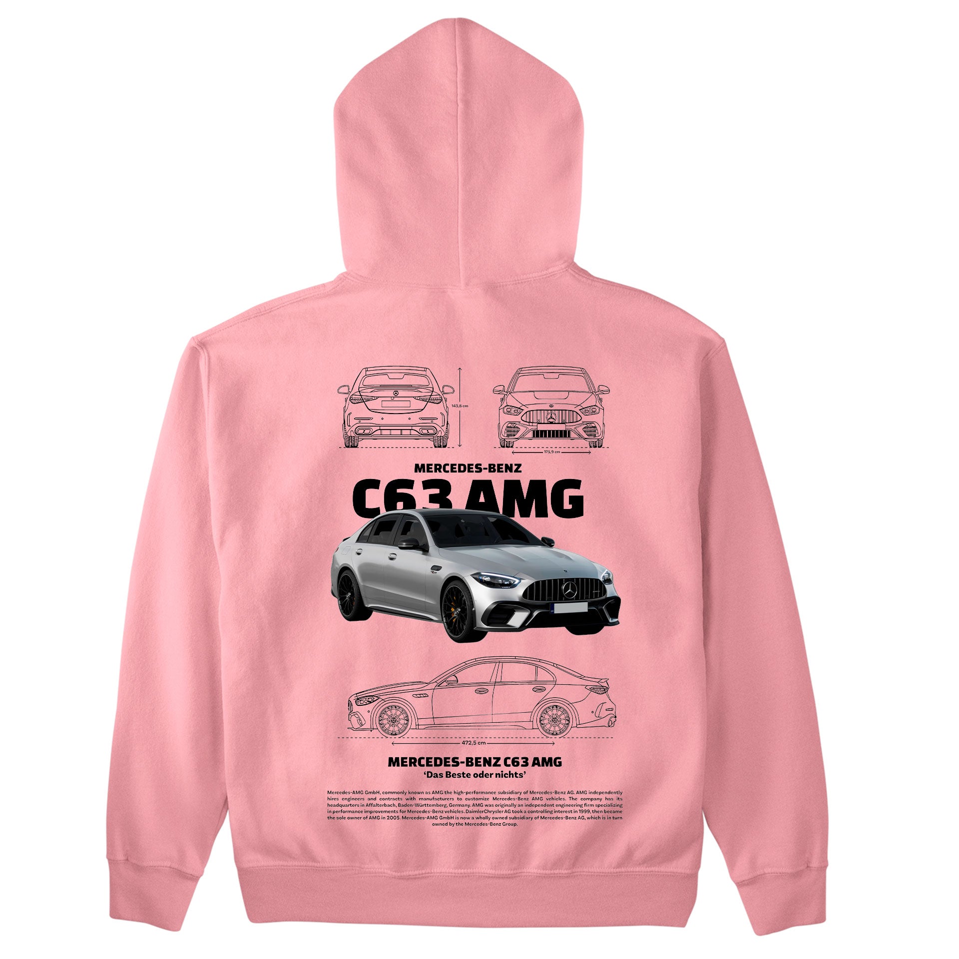 Moletom Básico Com Capuz Unissex Mercedes Benz c63 AMG W-ROSA BEBE