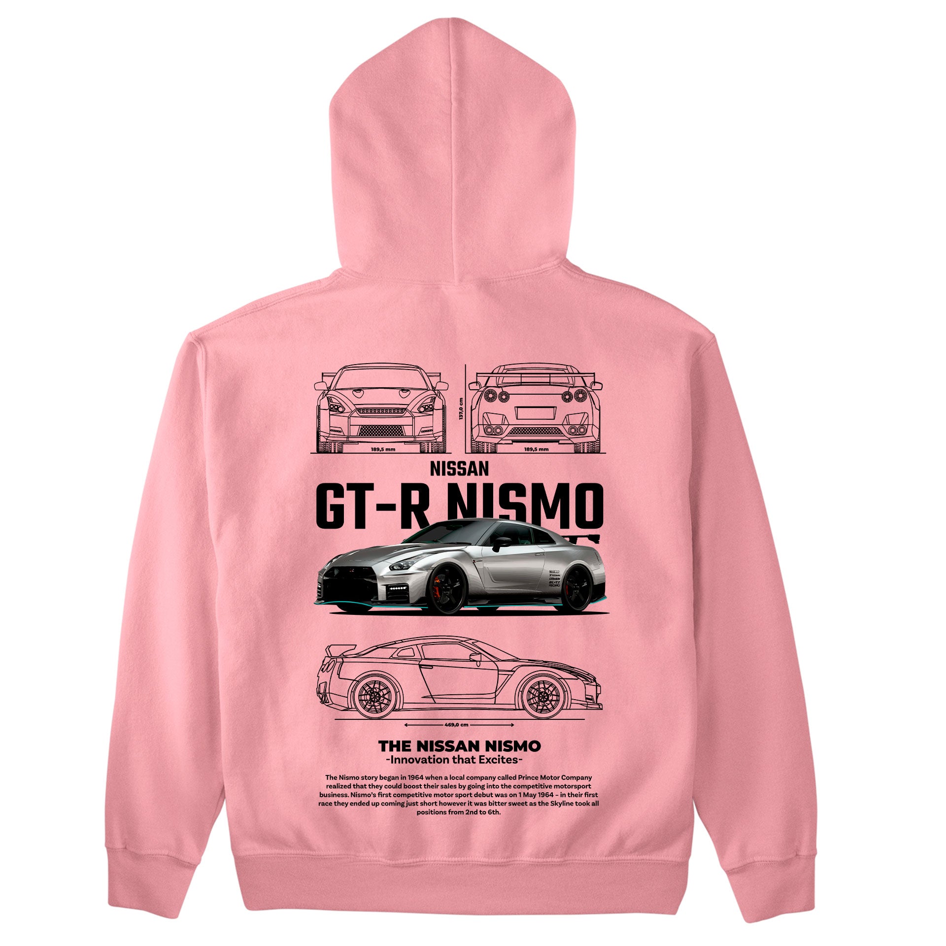 Moletom Básico Com Capuz Unissex GT-R Nismo-ROSA BEBE