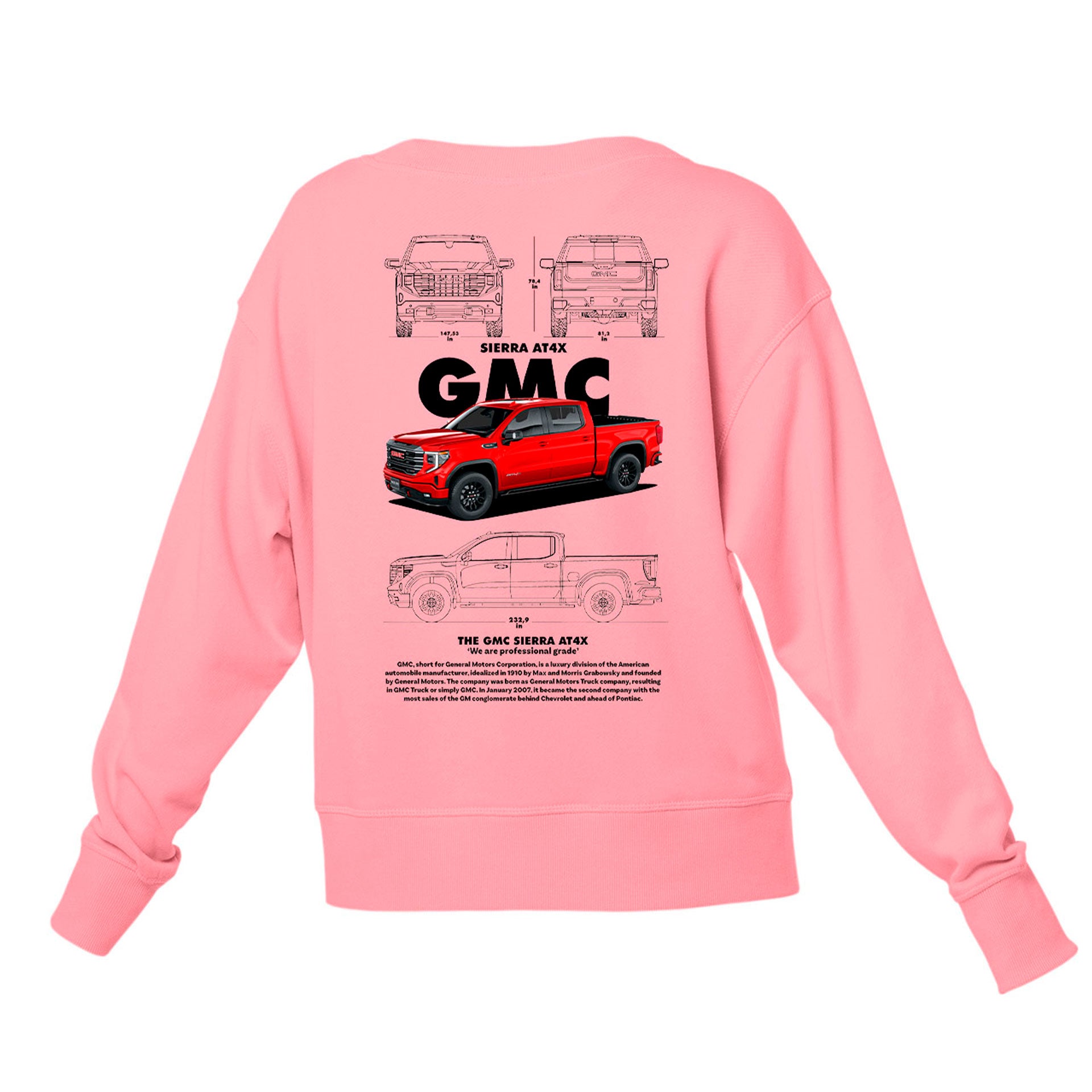 Moletom Gola Redonda Unissex GMC Sierra AT4X BLACK-ROSA BEBE