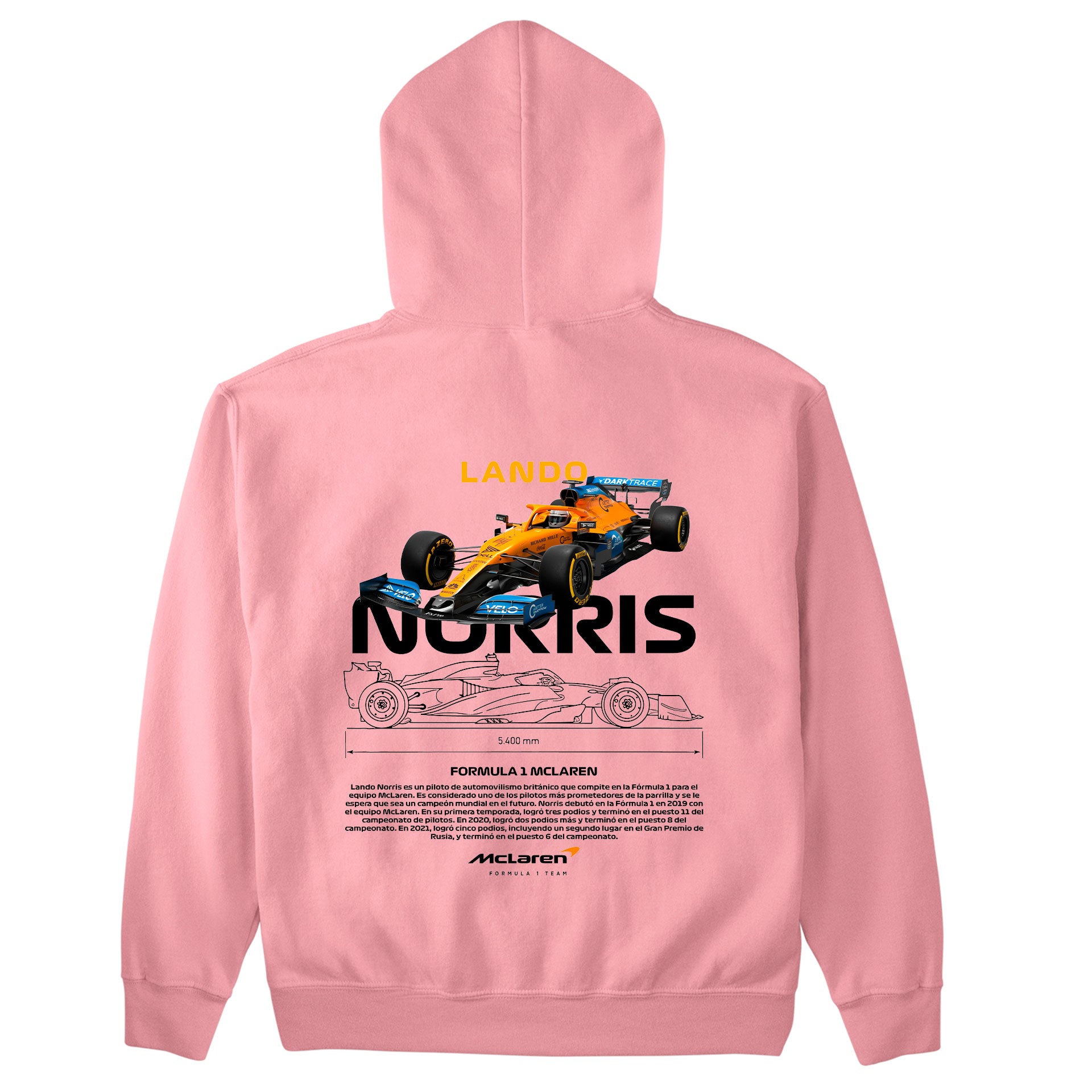 Moletom Básico Com Capuz Unissex Lando Norris WHITE-ROSA BEBE