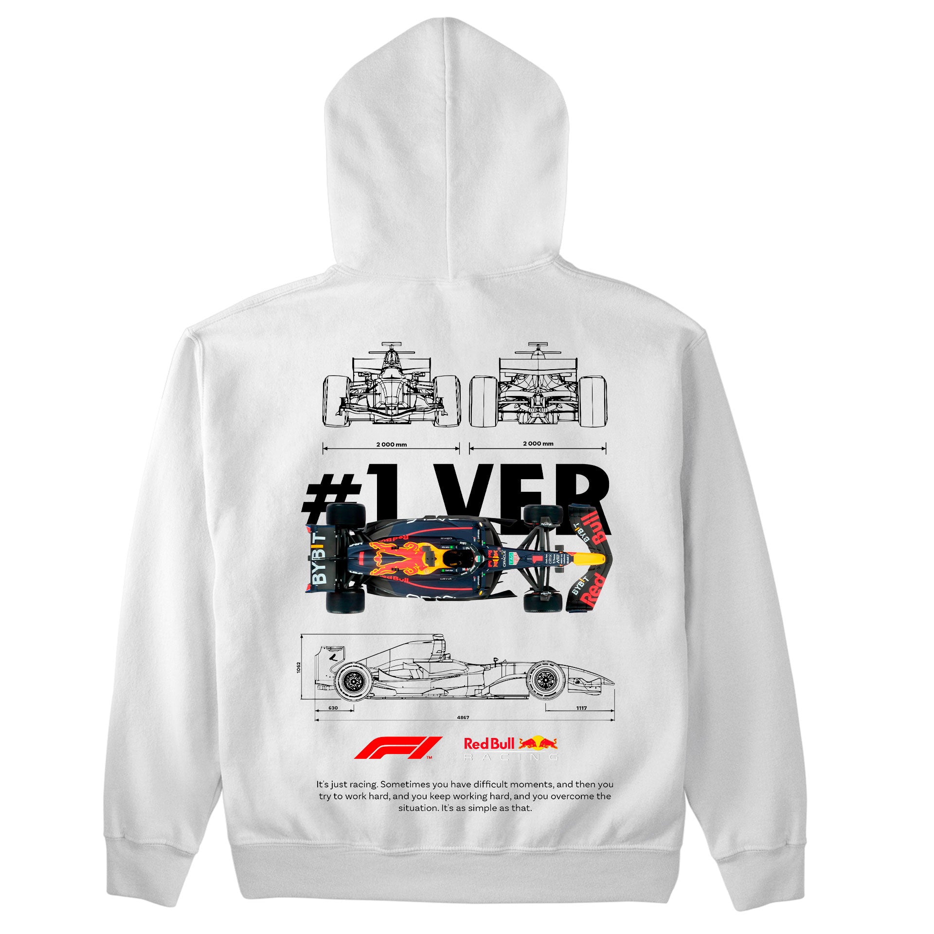 Moletom Básico Com Capuz Unissex F1 Red Bull Car Template-BRANCO