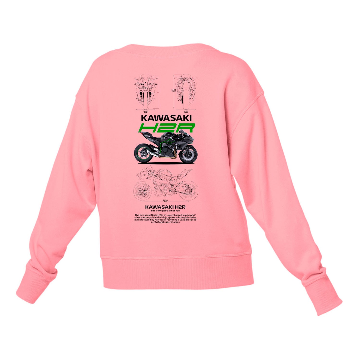 Moletom Gola Redonda Unissex Kawasaki H2R-ROSA BEBE