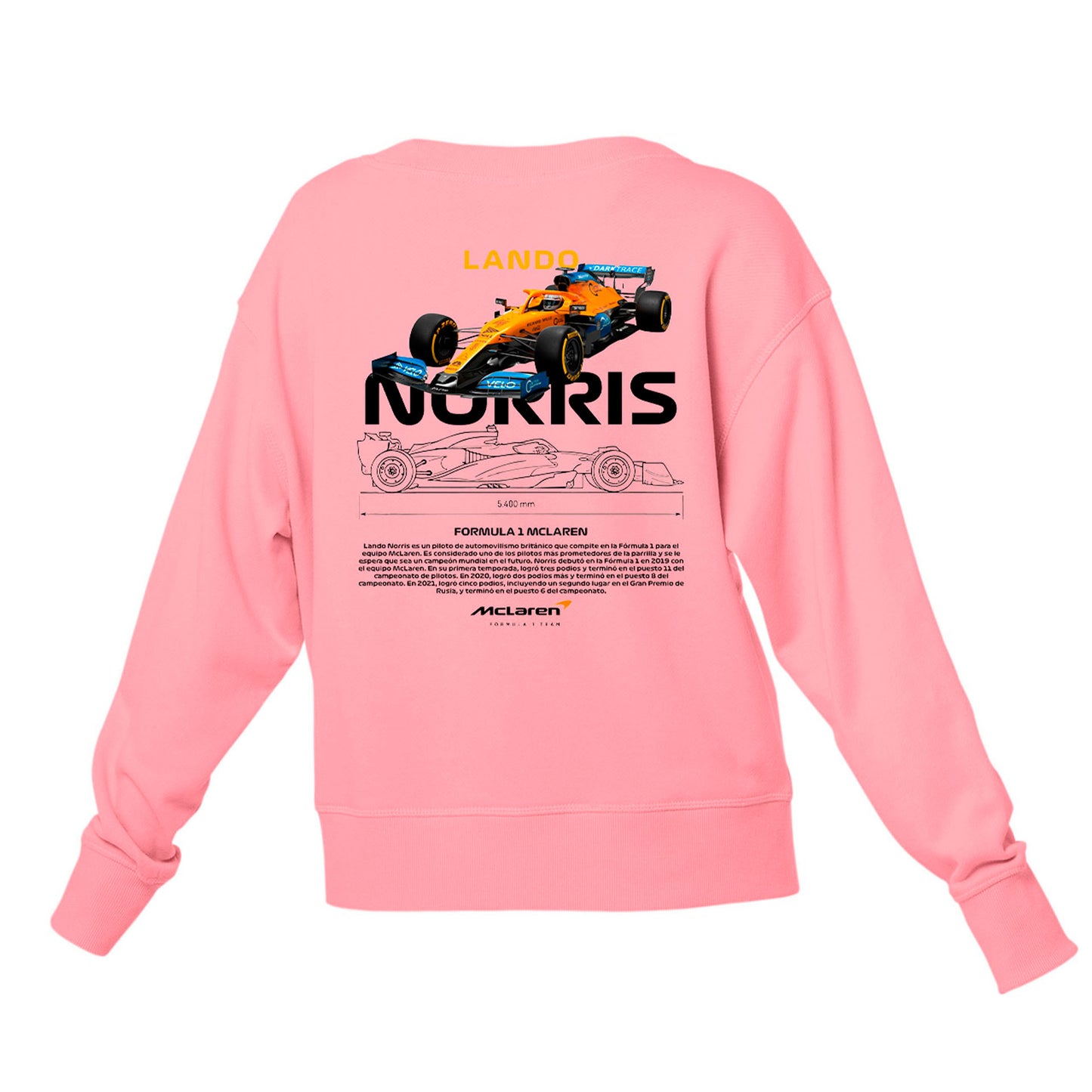 Moletom Gola Redonda Unissex Lando Norris WHITE-ROSA BEBE