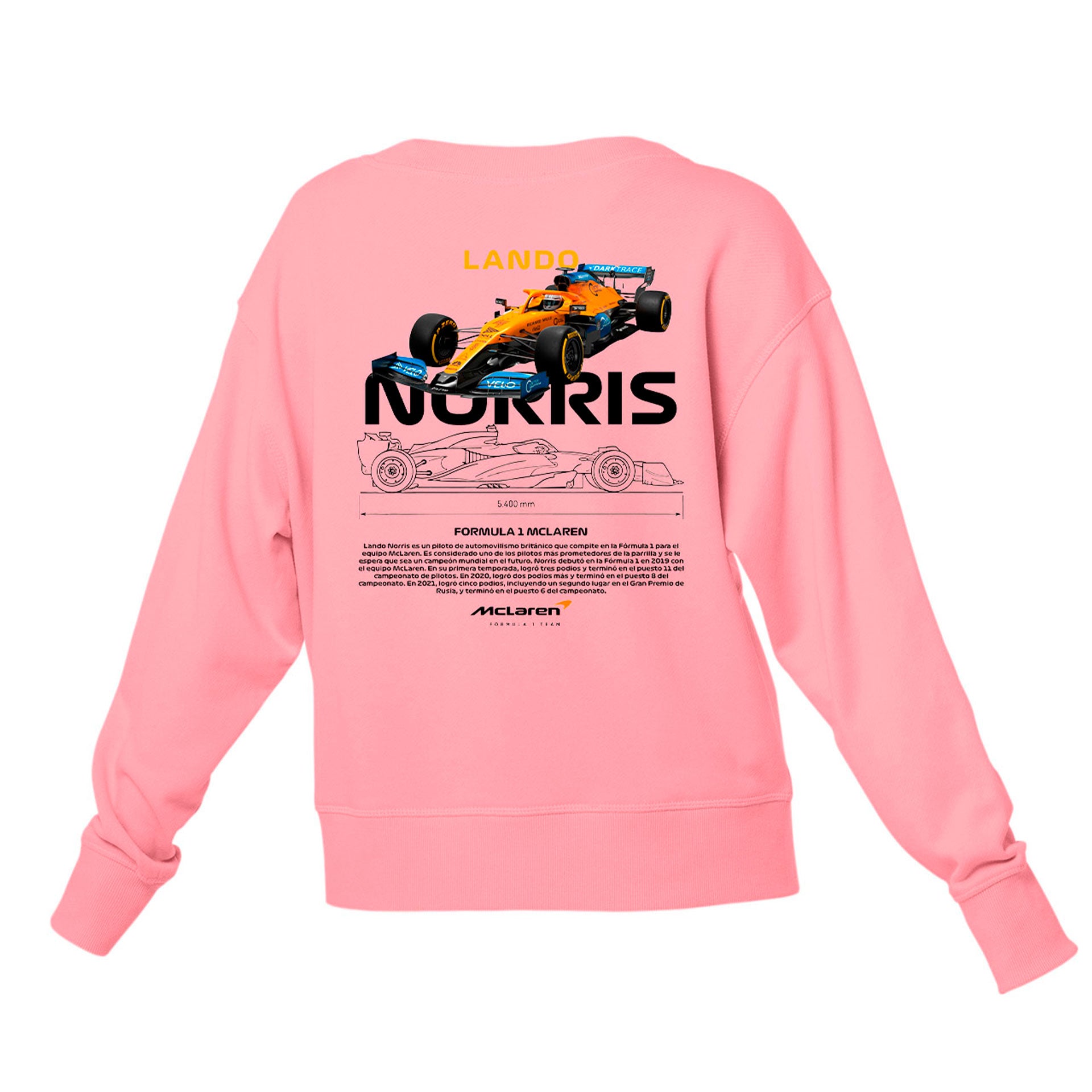 Moletom Gola Redonda Unissex Lando Norris WHITE-ROSA BEBE