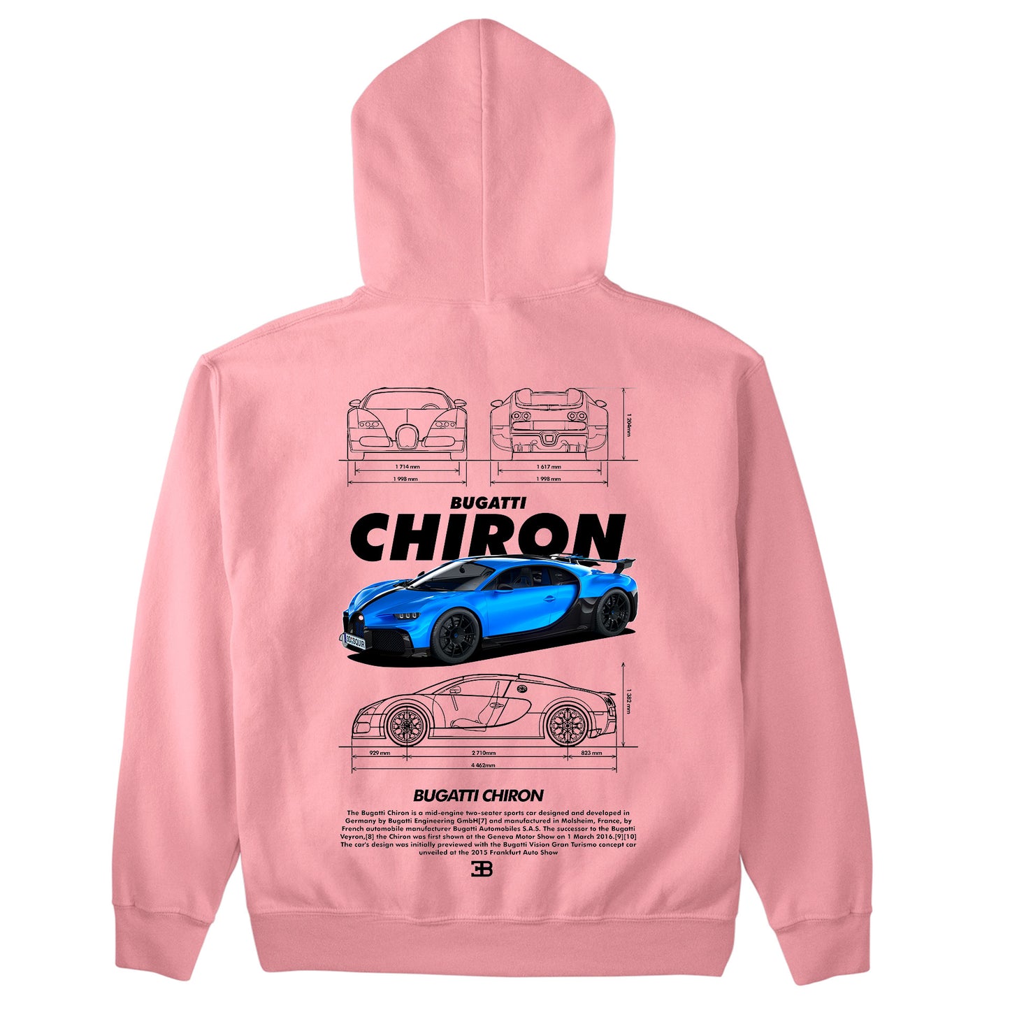 Moletom Básico Com Capuz Unissex Bugatti Chiron White-ROSA BEBE