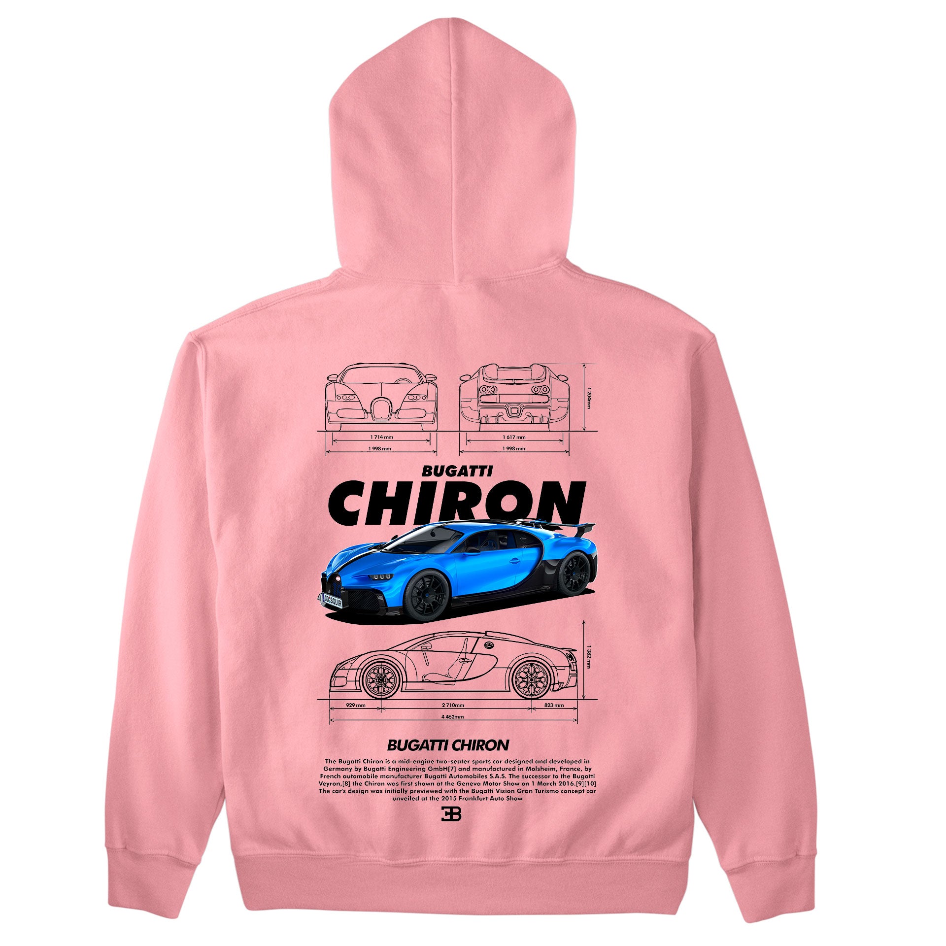 Moletom Básico Com Capuz Unissex Bugatti Chiron White-ROSA BEBE