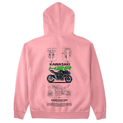 Moletom Básico Com Capuz Unissex Kawasaki H2R-ROSA BEBE