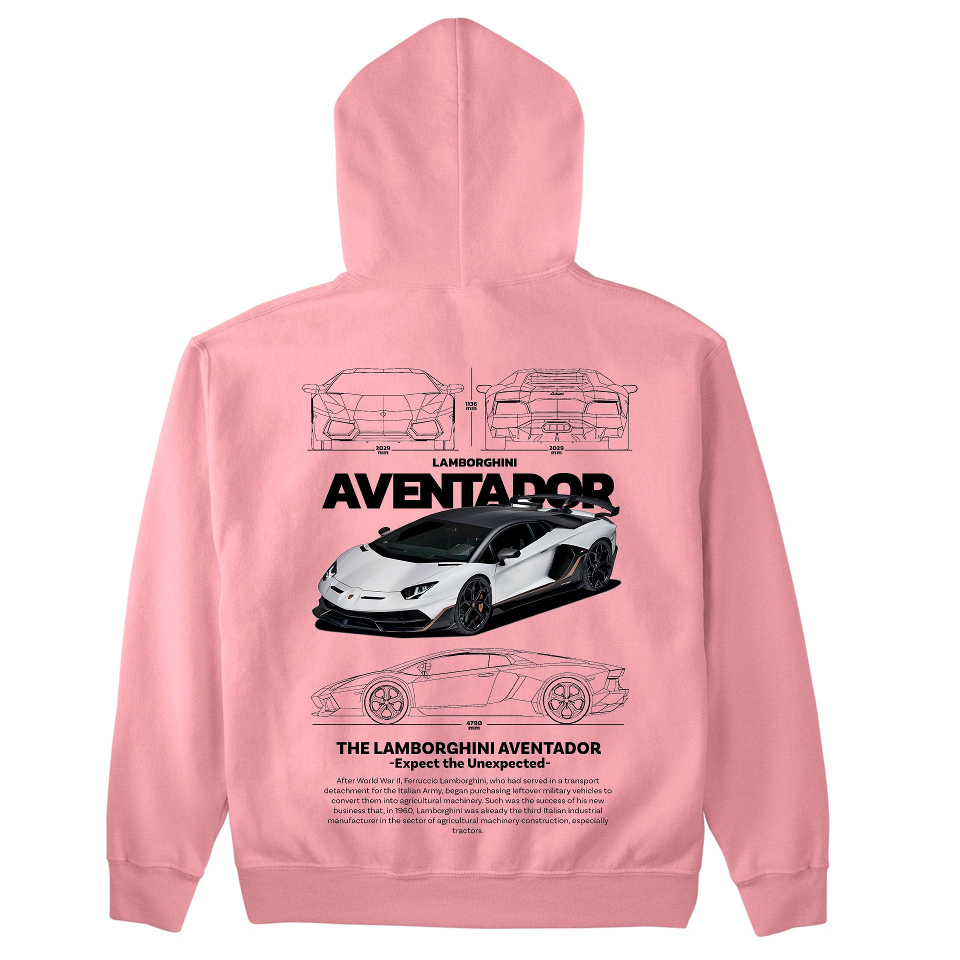 Moletom Básico Com Capuz Lamborghini Aventador WHITE V- ROSA BEBE