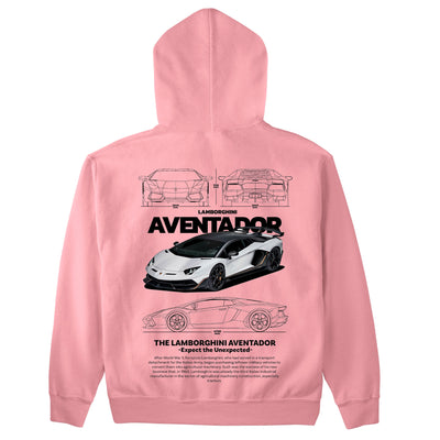 Moletom Básico Com Capuz Lamborghini Aventador WHITE V- ROSA BEBE