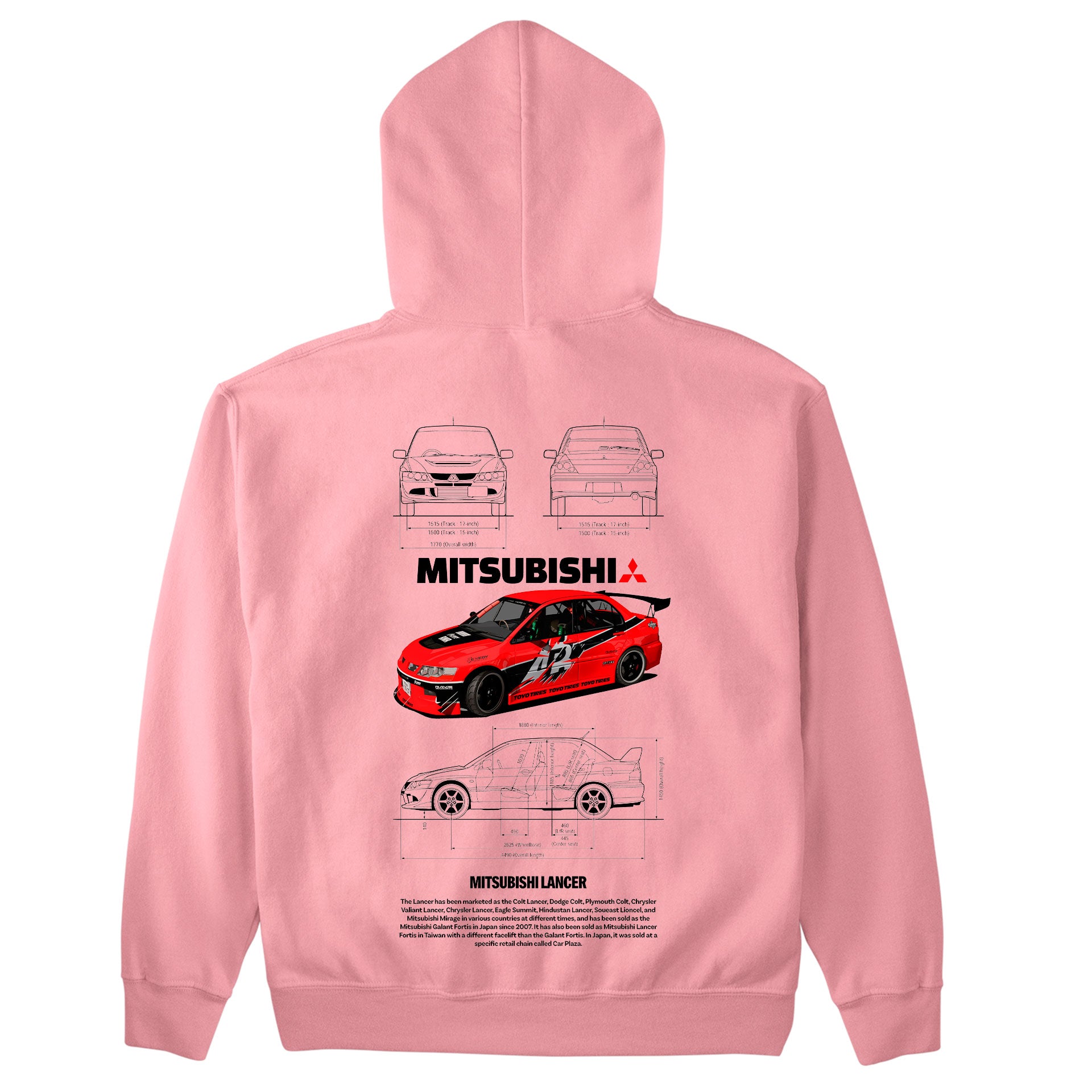 Moletom Básico Com Capuz Unissex Mitsubishi Lancer R-ROSA BEBE