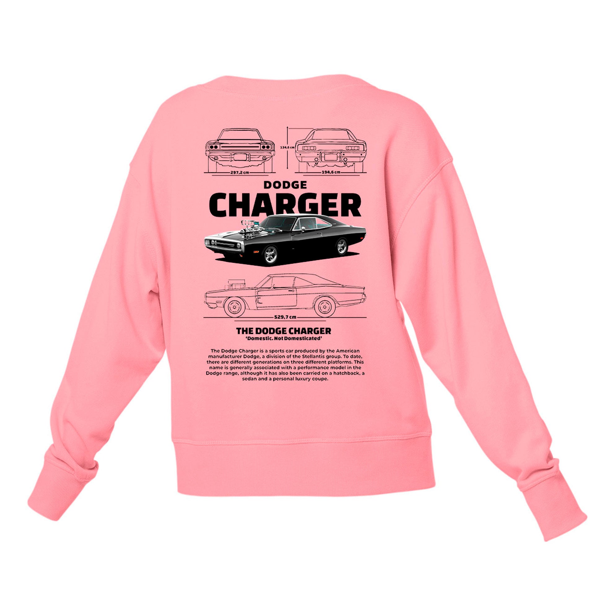 Moletom Gola Redonda Unissex Dodge Charger 1970-ROSA BEBE