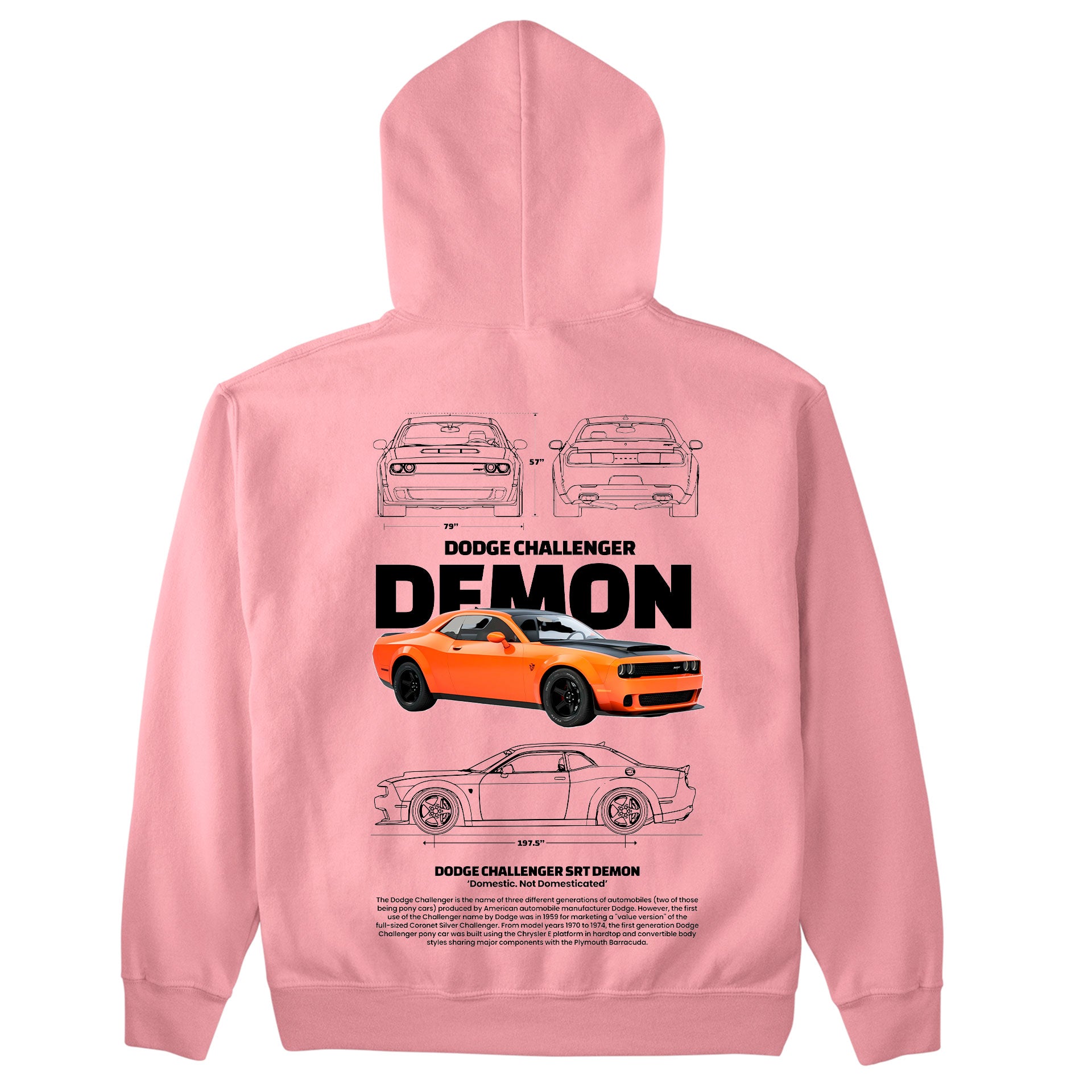 Moletom Básico Com Capuz Unissex Dodge Challenger Demon W-ROSA BEBE
