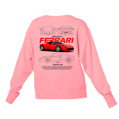 Moletom Gola Redonda Unissex Ferrari 458 ITALIA WHITE-ROSA BEBE