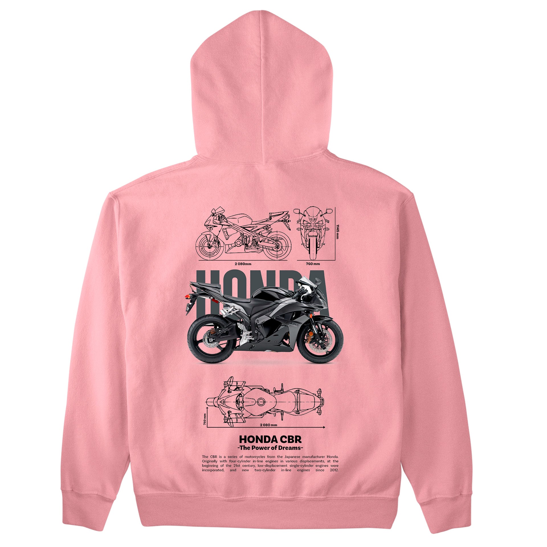 Moletom Básico Com Capuz Unissex Honda CBR Template 3 G-ROSA BEBE