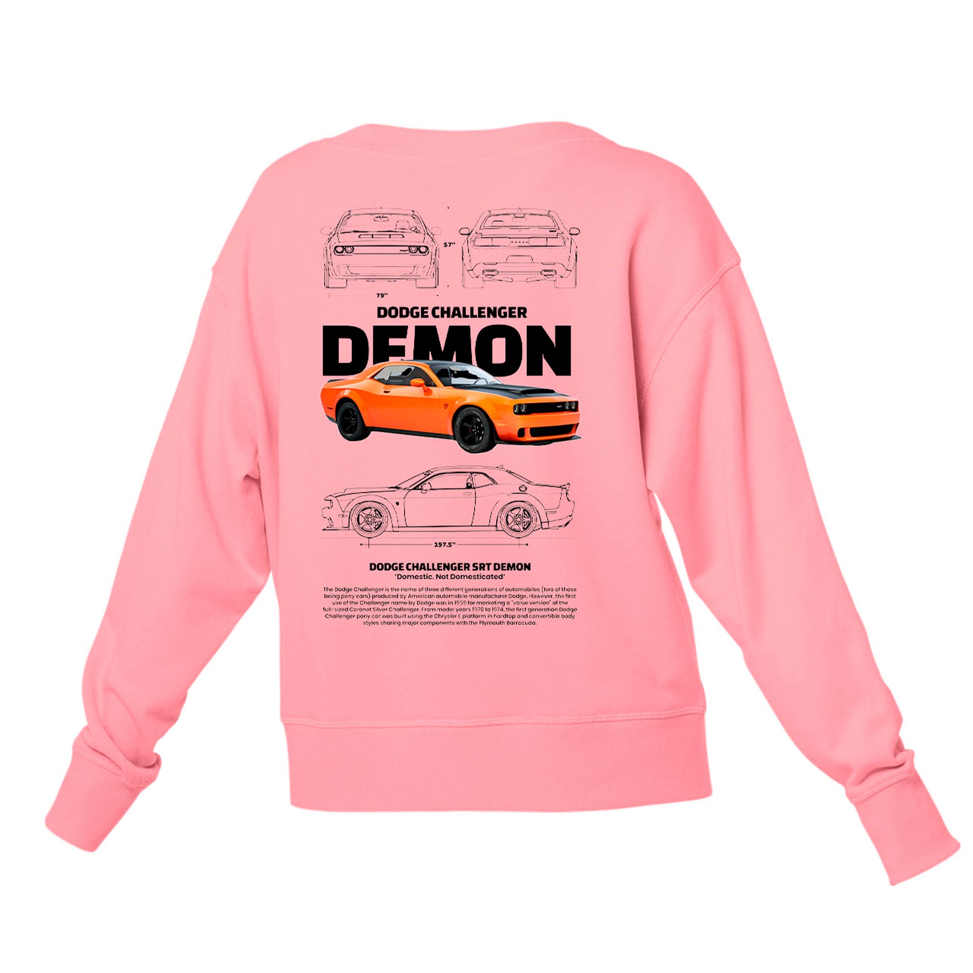 Moletom Gola Redonda Unissex Dodge Challenger DEMON -ROSA BEBE