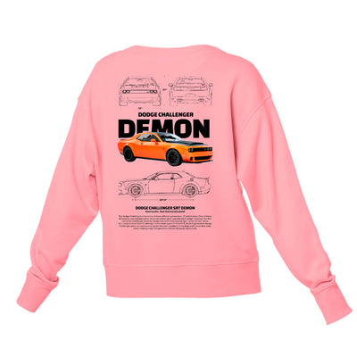 Moletom Gola Redonda Unissex Dodge Challenger DEMON -ROSA BEBE