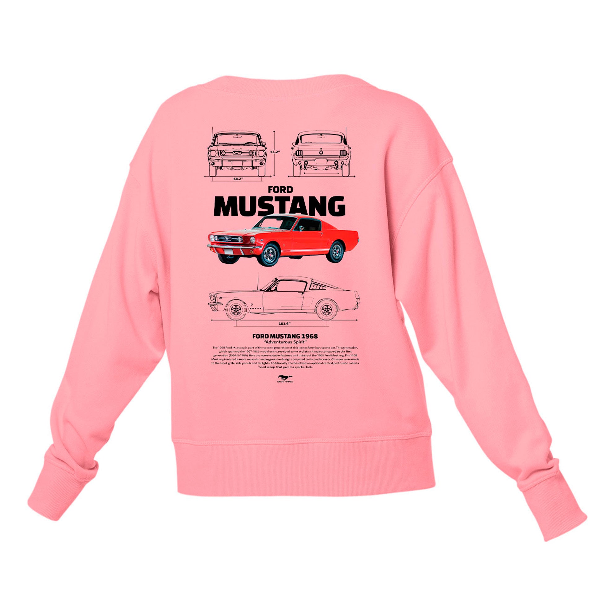 Moletom Gola Redonda Unissex Ford Mustang 1966 W-ROSA BEBÊ
