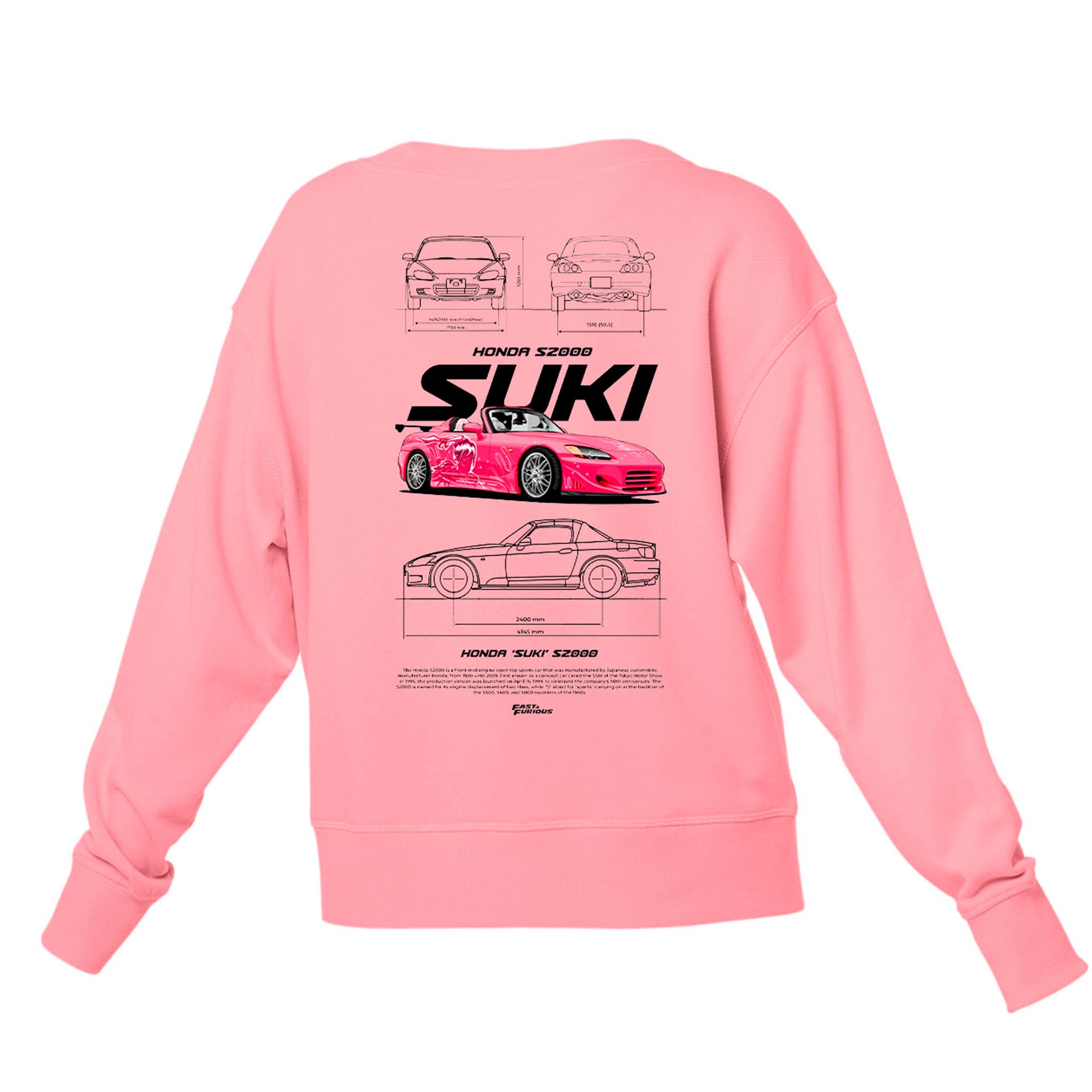 Moletom Gola Redonda Unissex Honda SUKI S2000 2-ROSA BEBÊ