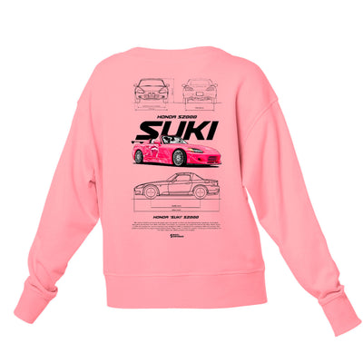 Moletom Gola Redonda Unissex Honda SUKI S2000 2-ROSA BEBÊ