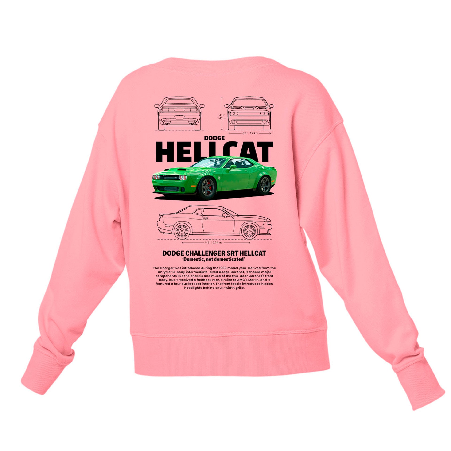 Moletom Gola Redonda Unissex Dodge Charget SRT HELLCAT-ROSA BEBE