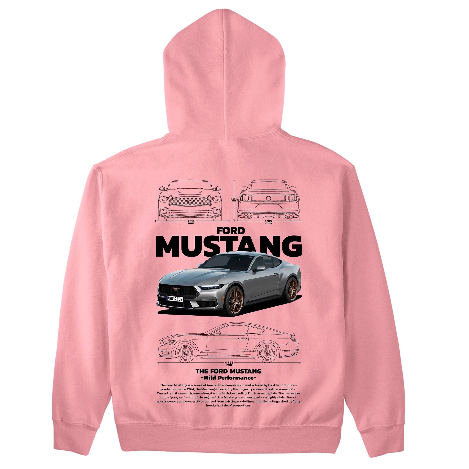 Moletom Básico Com Capuz Unissex Ford Mustang BLACK-ROSA BEBE