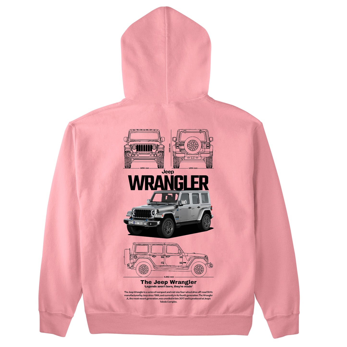 Moletom Básico Com Capuz Unissex Jeep Wrangler White-ROSA BEBE