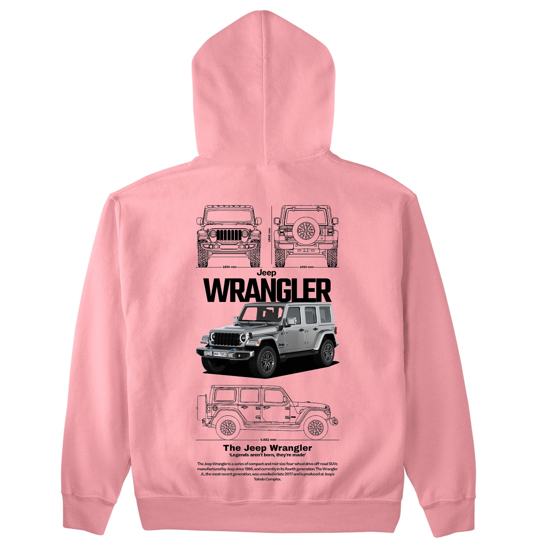 Moletom Básico Com Capuz Unissex Jeep Wrangler White-ROSA BEBE
