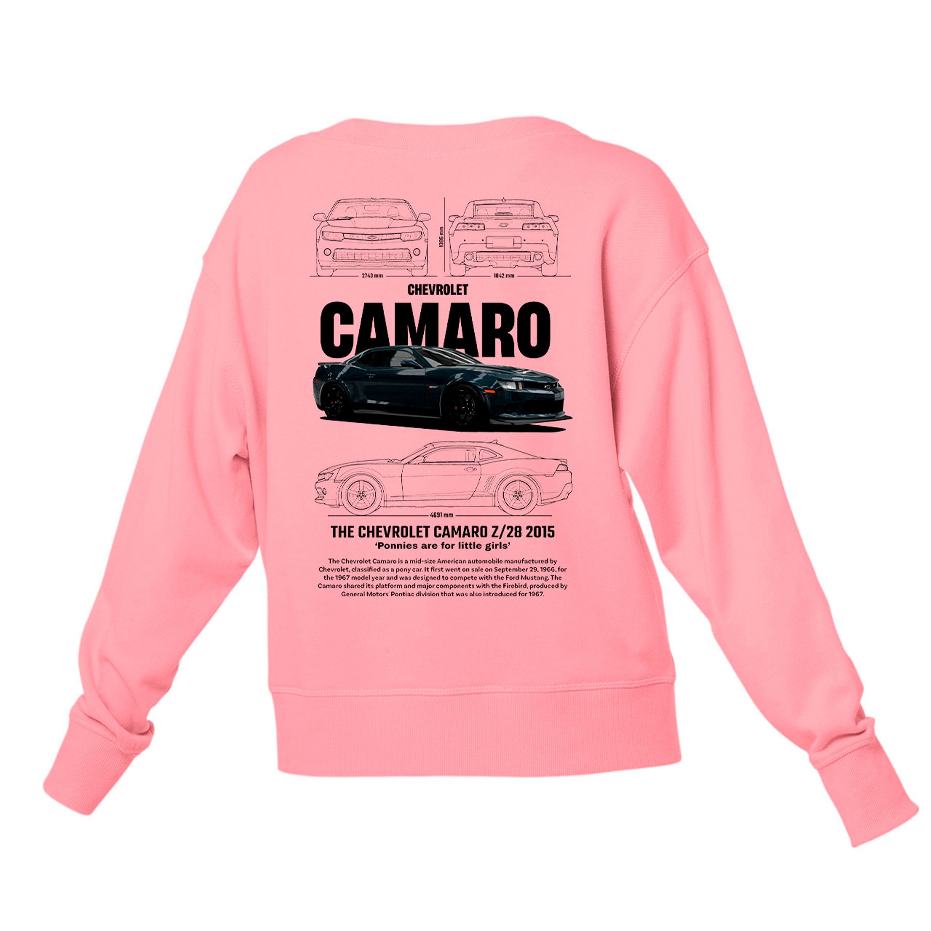 Moletom Gola Redonda Unissex Chevrolet Camaro Z28 2015-ROSA BEBE