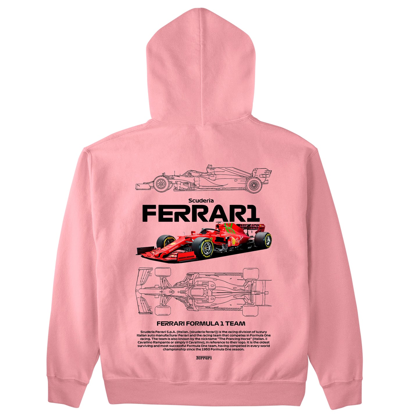 Moletom Básico Com Capuz Unissex Ferrari Fórmula 1 TEAM-ROSA BEBE