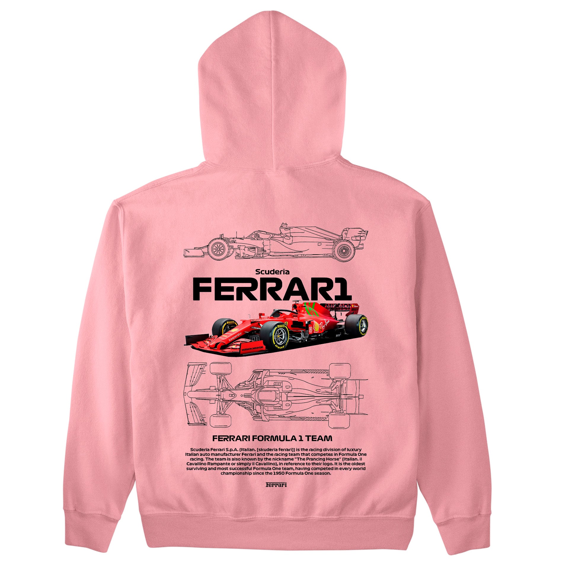 Moletom Básico Com Capuz Unissex Ferrari Fórmula 1 TEAM-ROSA BEBE