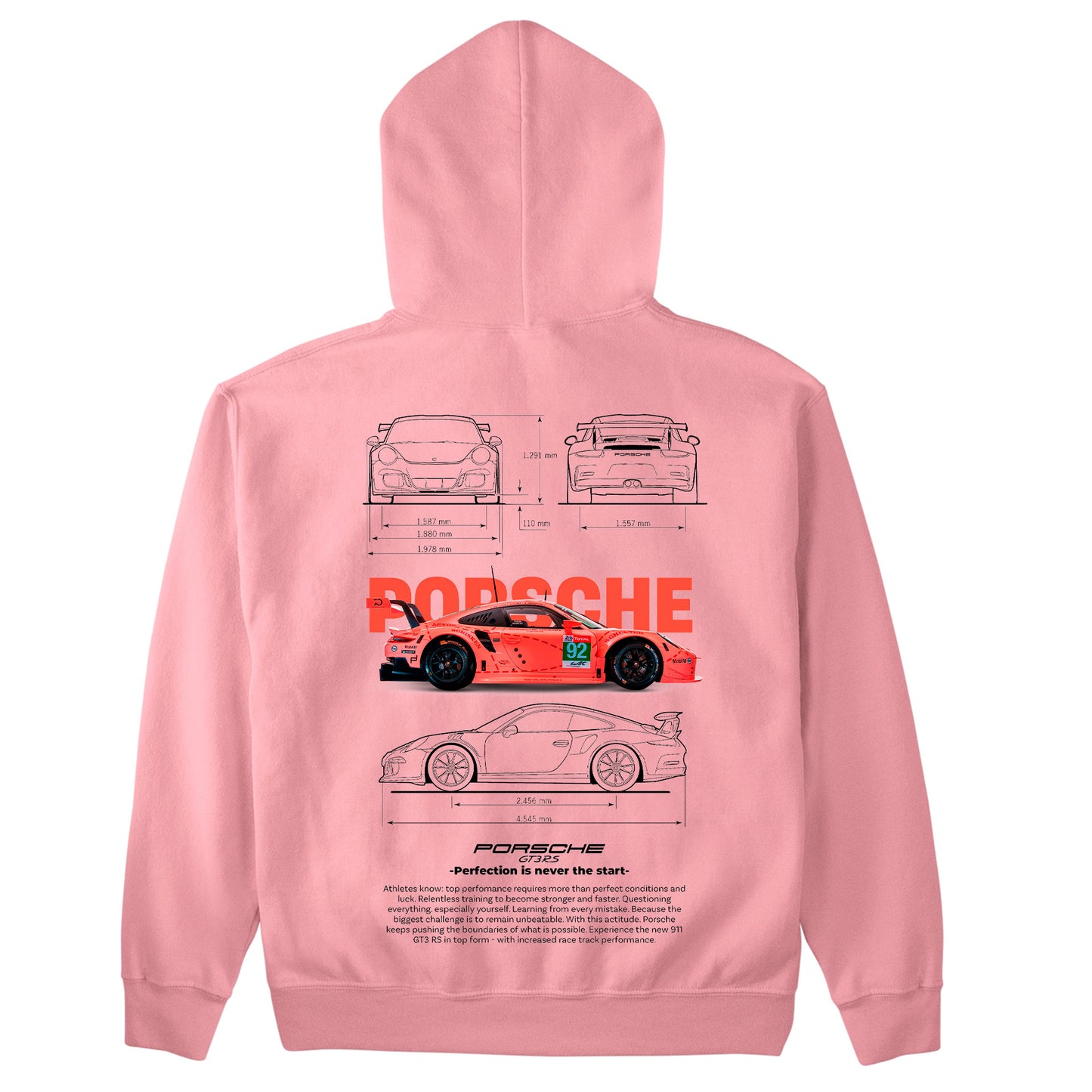 Moletom Básico Com Capuz Unissex Porsche 911 GT3 RS Rosa BLANCO TEMPLATE black