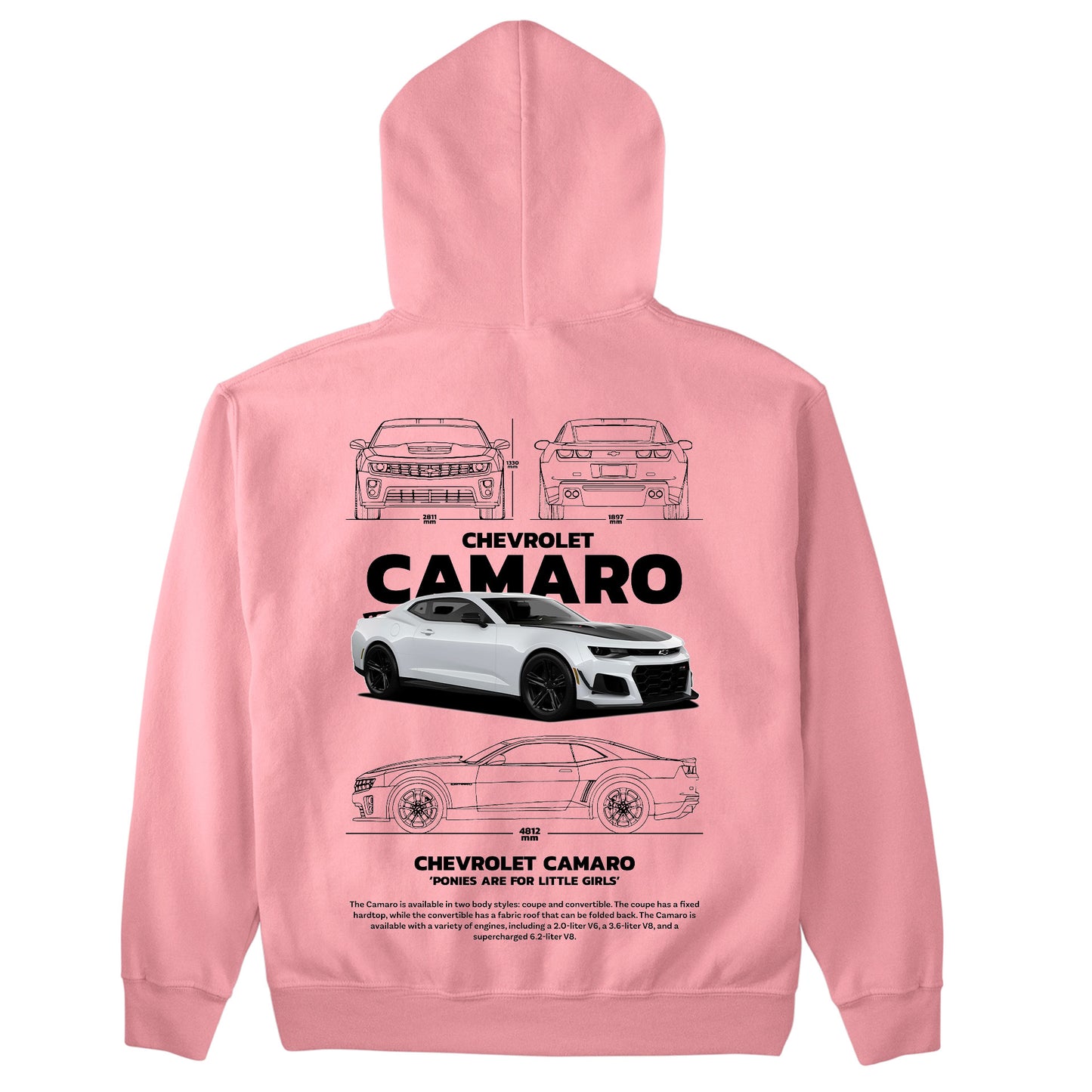 Moletom Básico Com Capuz Unissex Chevrolet Camaro-ROSA BEBE