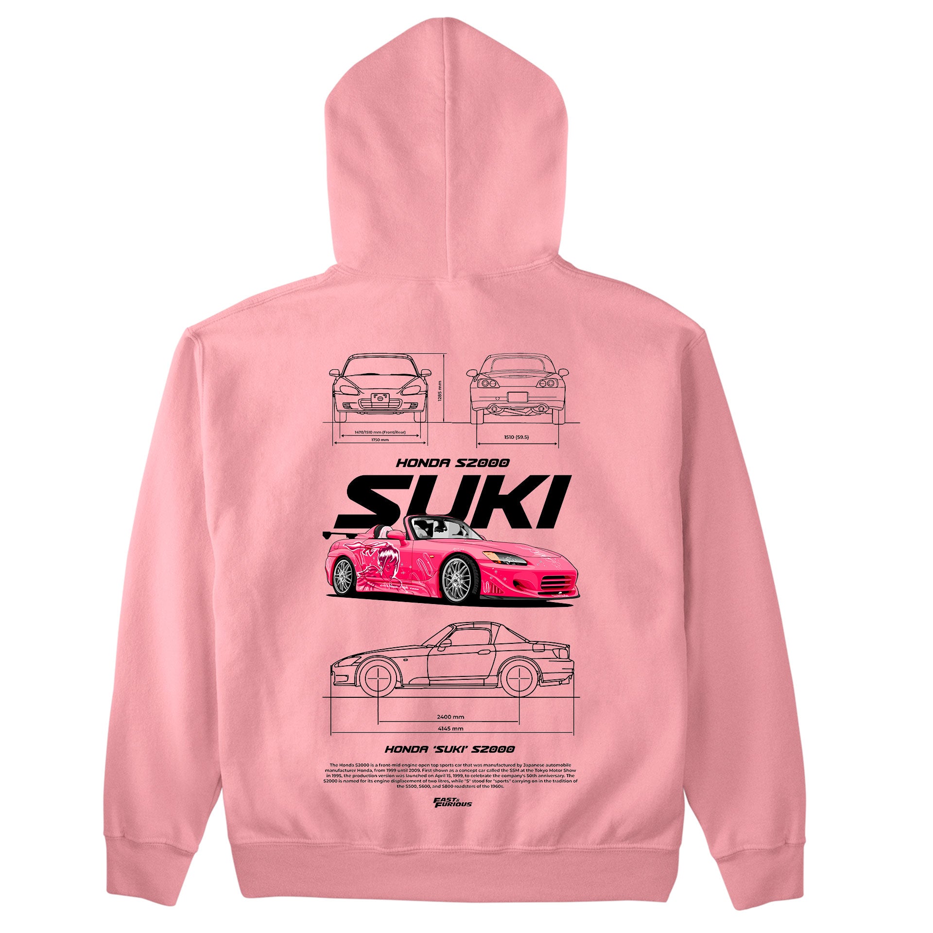 Moletom Básico Com Capuz Unissex Honda Suki S2000 2-ROSA BEBE
