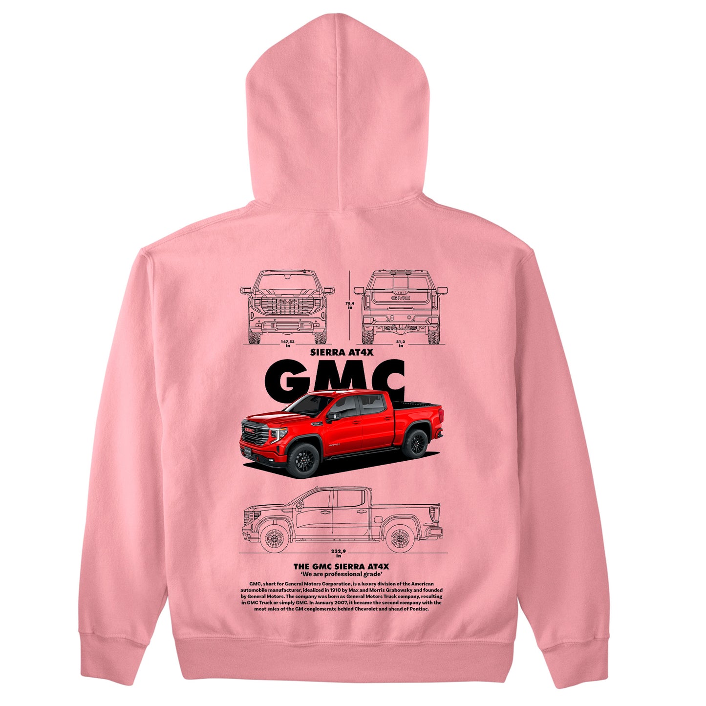 Moletom Básico Com Capuz Unissex GMC Sierra AT4X BLACK-ROSA BEBE