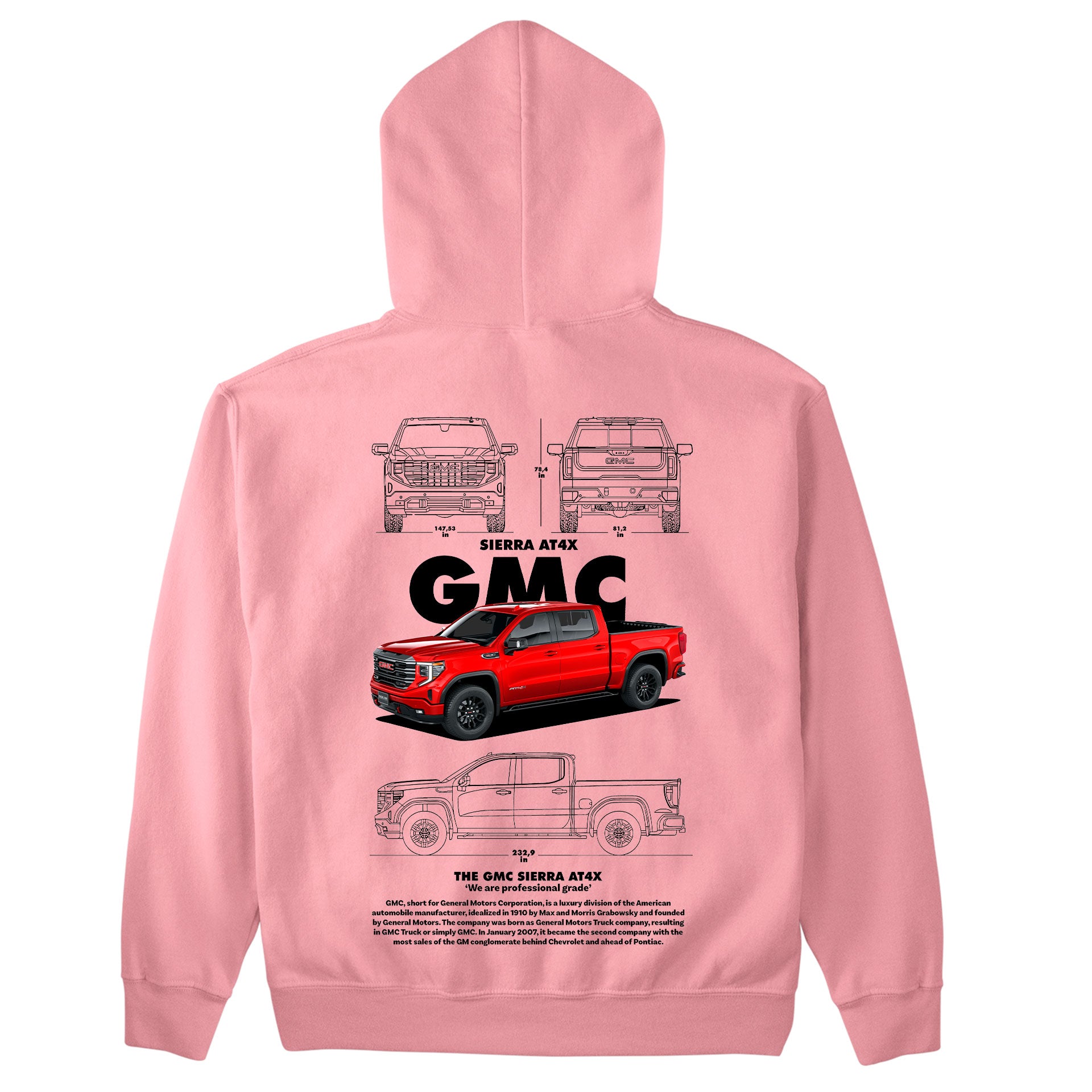 Moletom Básico Com Capuz Unissex GMC Sierra AT4X BLACK-ROSA BEBE