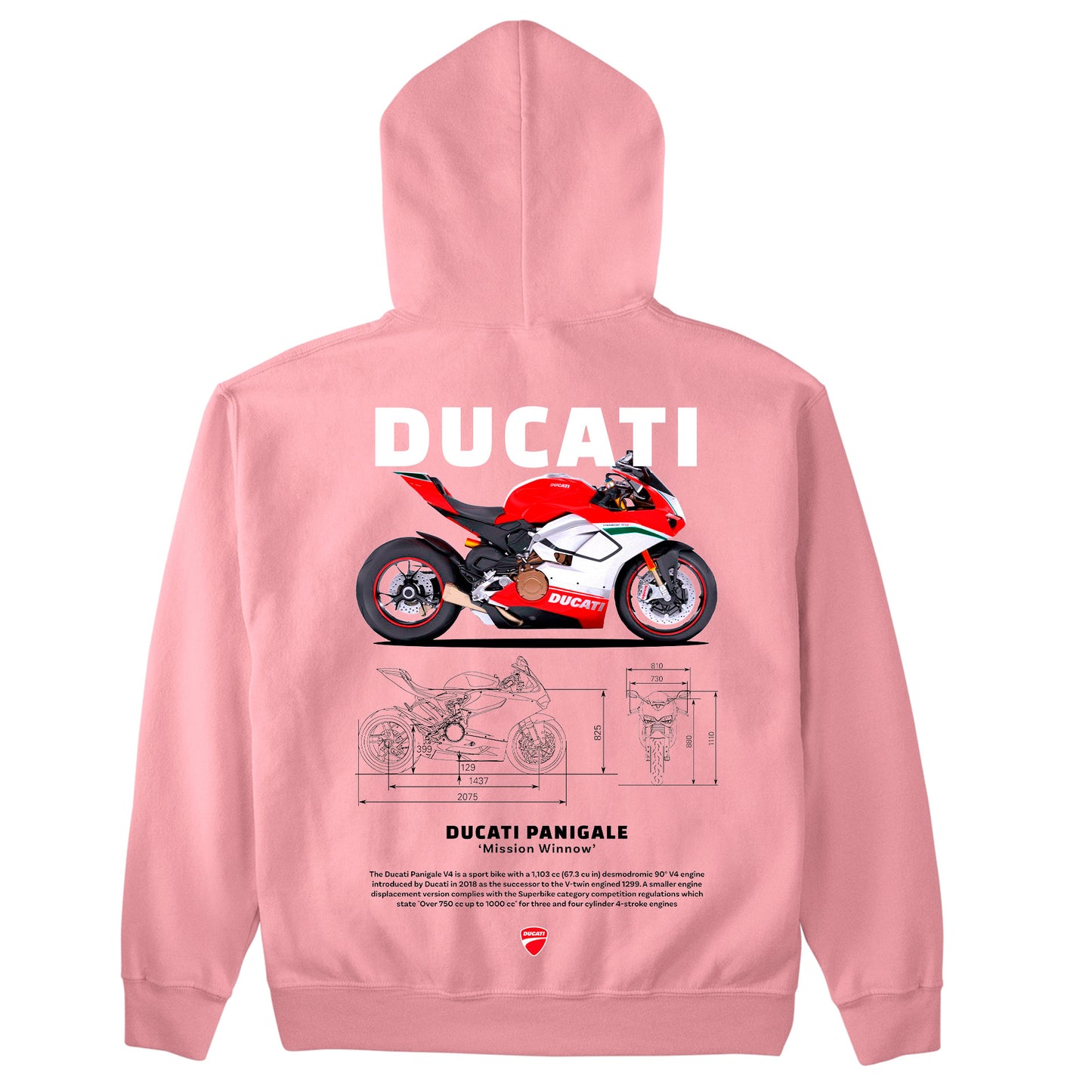 Moletom Básico Com Capuz Unissex Ducati Panigale W-ROSA BEBE