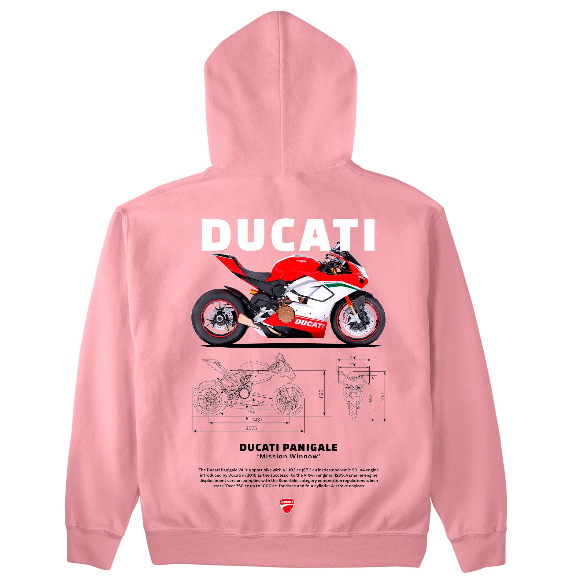 Moletom Básico Com Capuz Unissex Ducati Panigale W-ROSA BEBE