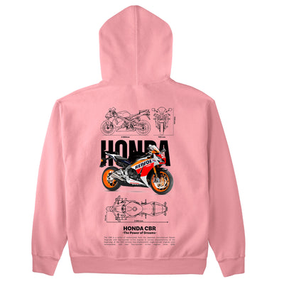Moletom Básico Com Capuz Unissex Honda CBR Template PNG White-ROSA BEBE