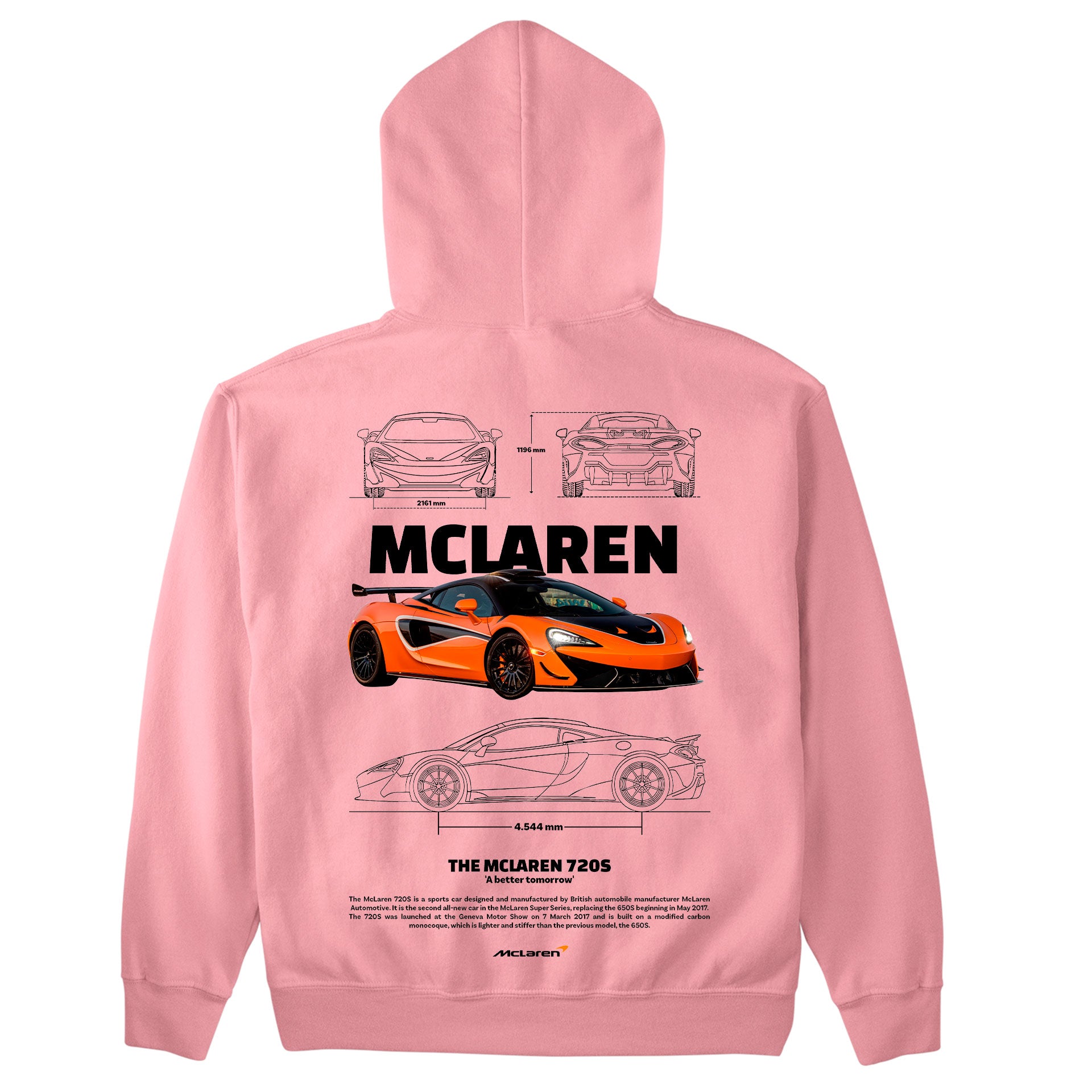 Moletom Básico Com Capuz Unissex Mclaren 720S ORANGE-ROSA BEBE