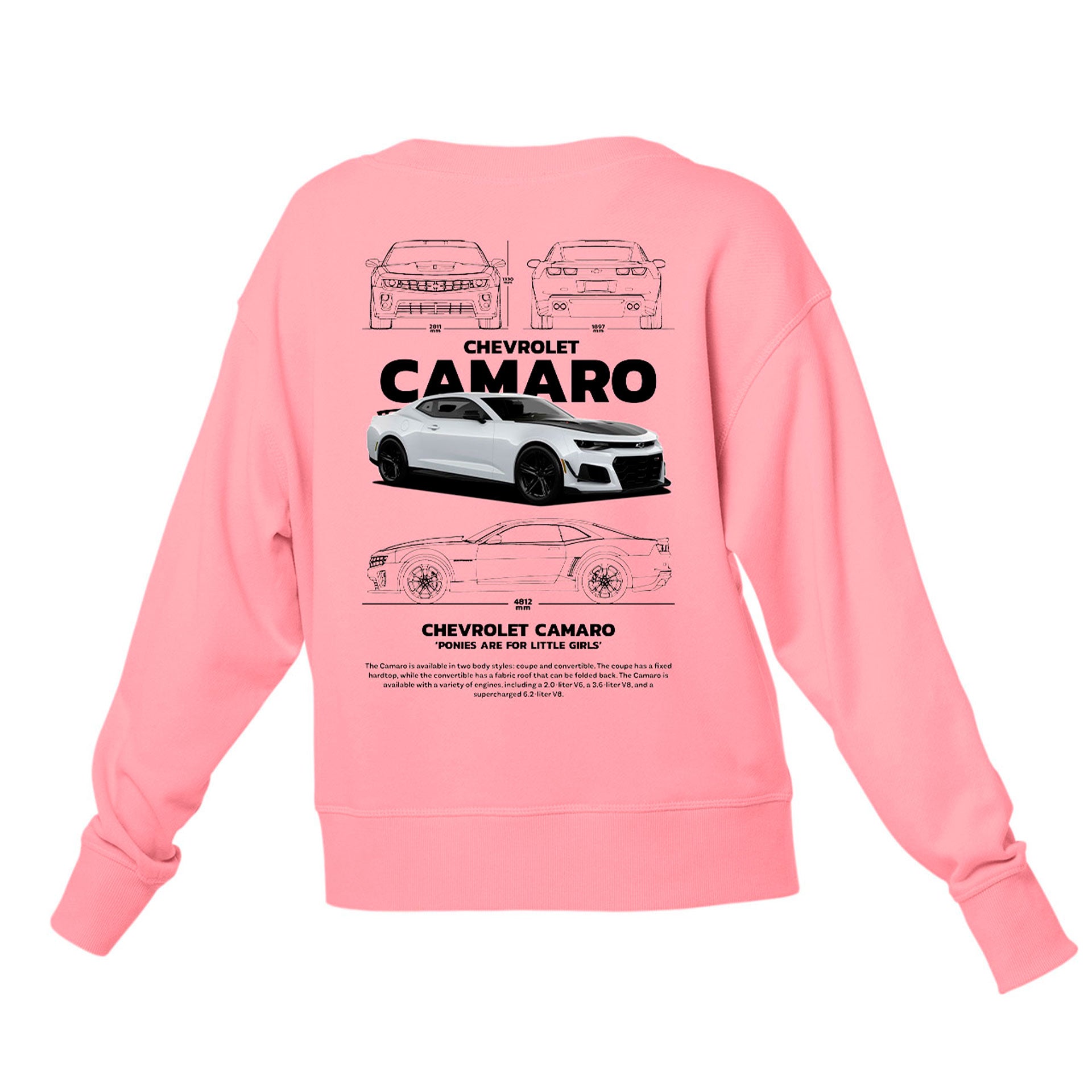 Moletom Gola Redonda Unissex Chevrolet Camaro -ROSA BEBE