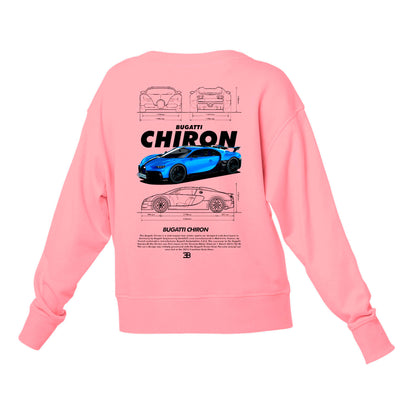 Moletom Gola Redonda Unissex Bugatti Chiron WHITE- Rosa Bebê