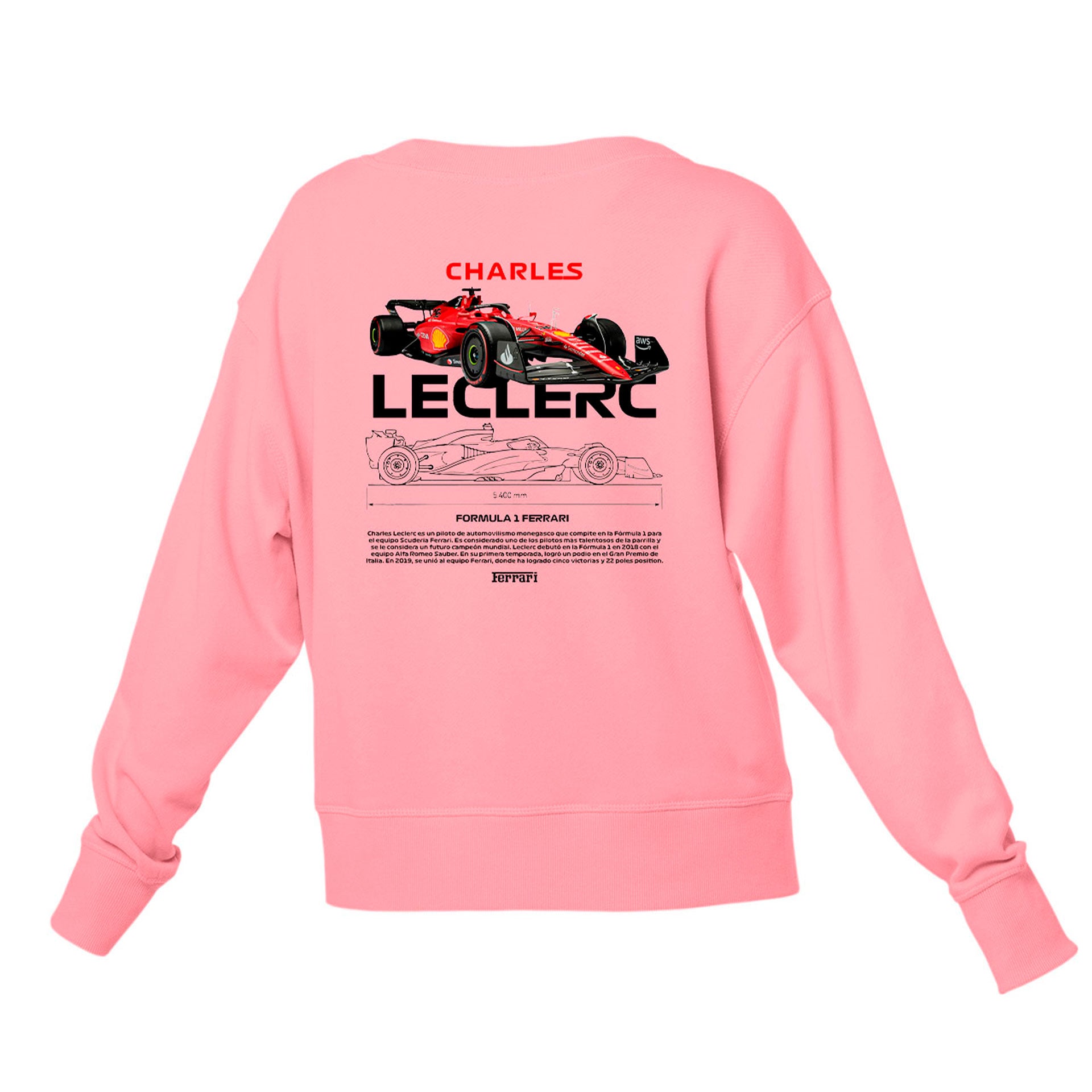 Moletom Gola Redonda Unissex Charles Leclerc Rosa Bebê